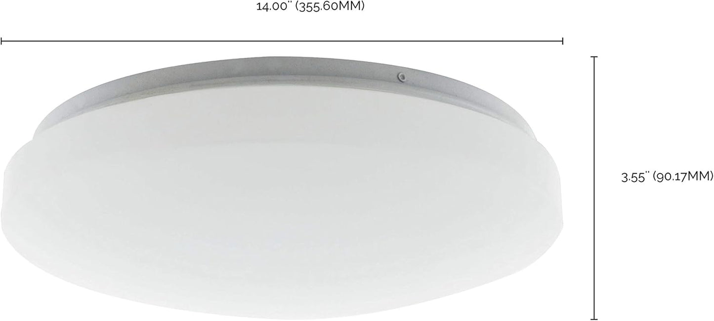 14 inch Acrylic Round, Flush Mount Ceiling Light (Temperature Selectable & Dimmable 3000K/4000K/5000K)