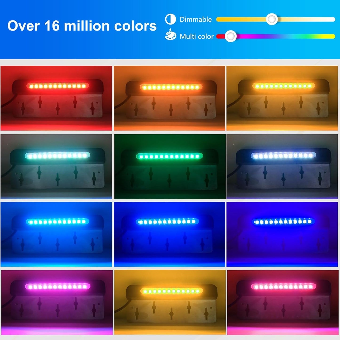 8PCS 7 inch RGB LED Hardscape Lighting, Retaining Wall Lights RGB Color Changing & Warm White, Low Voltage LED Landscape Lights Paver Lights