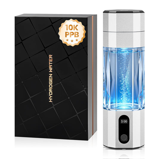 Hydrogen Water Bottle 10,000+PPB - PPB Molecular Hydrogen Infusion - SPE/PEM Technology (Silver)