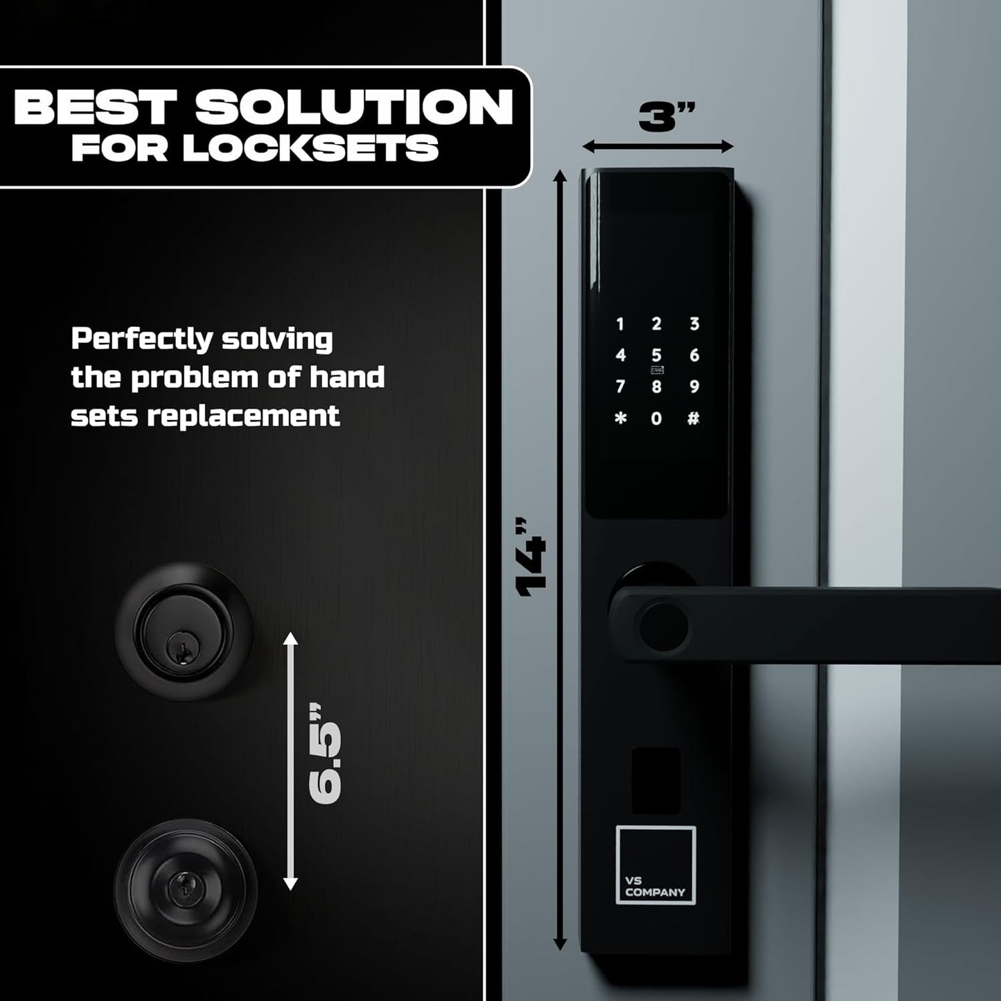 Smart Lock,VS Company Smart Door Handle, Fingerprint, Keyless Entry Door Lock with Handle, Digital Lock with Keypad, Electronic Passcode Smart Door