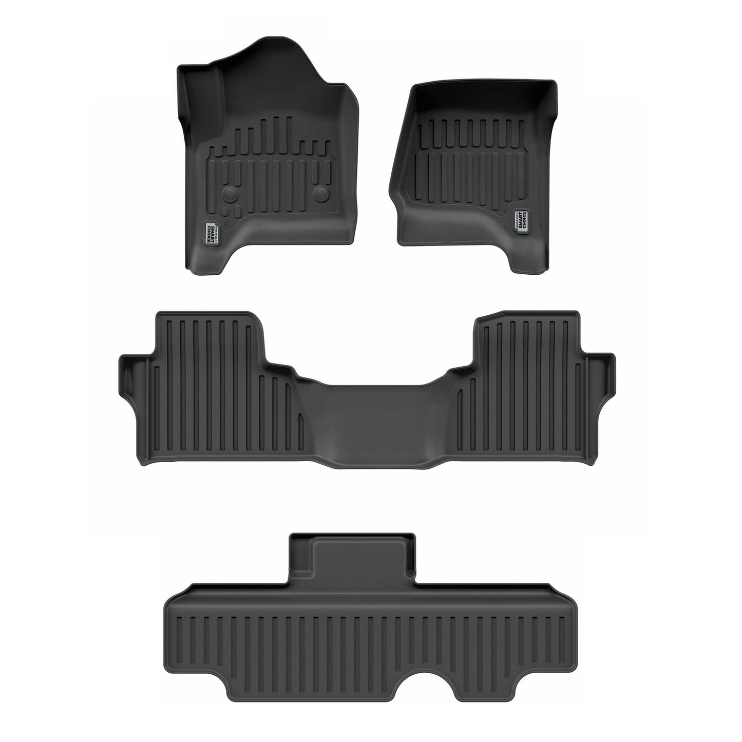 Car Floor Mat Custom fit for 2015-2020 Chevrolet Tahoe/2015-2020 GMC Yukon - Made in USA - Black - Full Set 1st, 2nd & 3rd Row