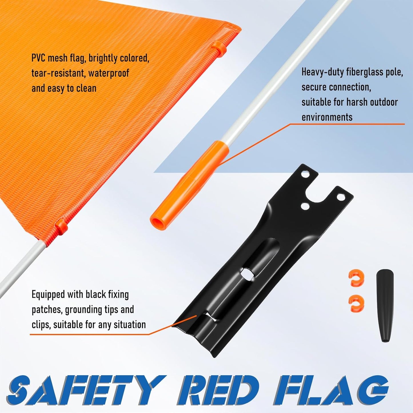 25 Set Bike Safety Flag 6 ft with Pole, an Warning Sign High Visibility Orange Flags for Bikes, Trailers, Golf Carts and All Kinds of Work Vehicles