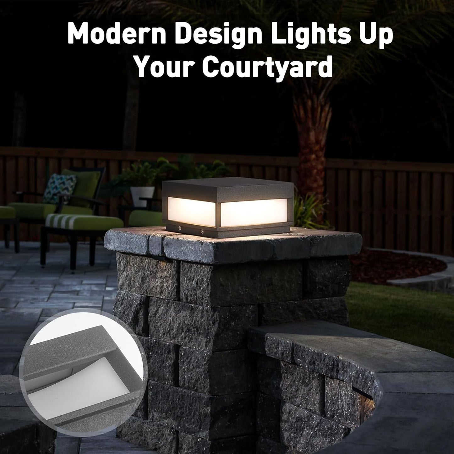 MVBT Outdoor Modern Post Light, Upgraded High Voltage Wired LED Fence Deck Column Cap Lamp IP65 Waterproof Lantern 300