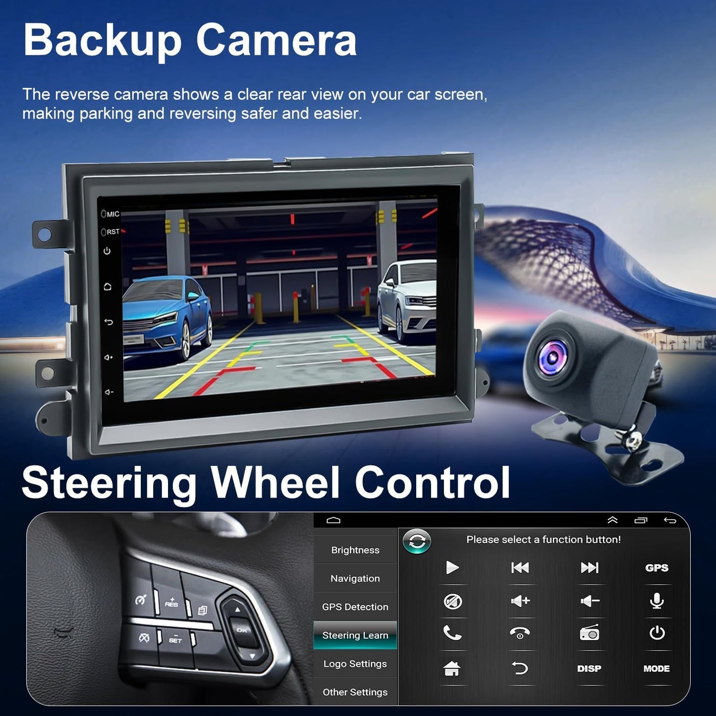Car Radio for Ford Mustang 2005-2009, Explorer 2006-2010, Edge 2007-2010, Expedition 2007-2014, 7 Inch Touch Screen Stereo Upgrade with Wireless Carplay Android Auto Bluetooth Backup Camera 5GWiFi FM