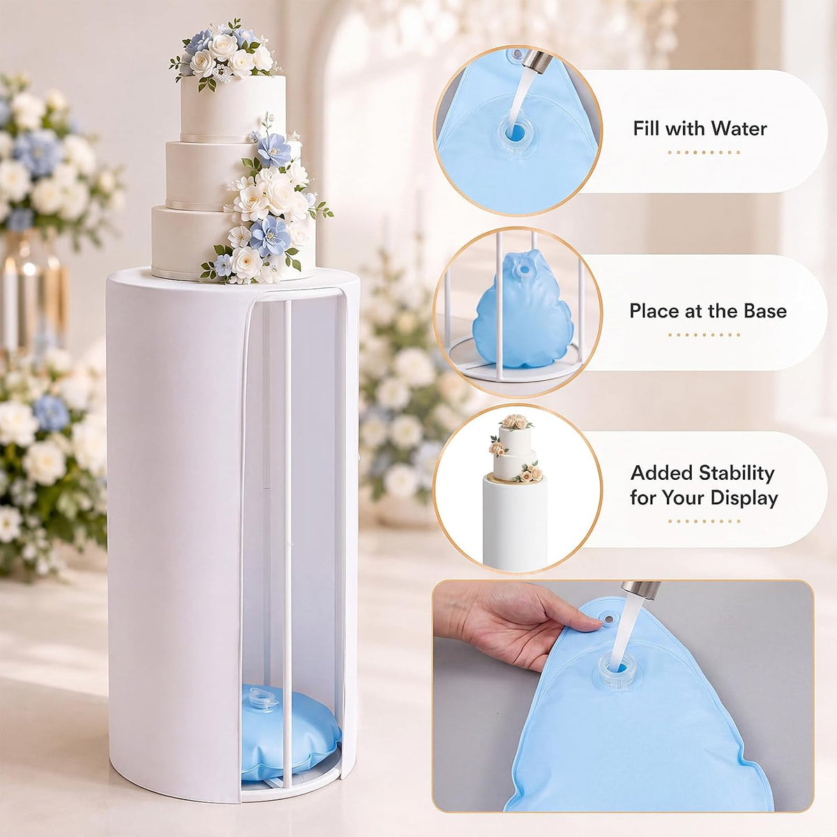 LEIFIDE 5 Set Cylinder Stands for Party with Water Weight Bags, 5 Sizes