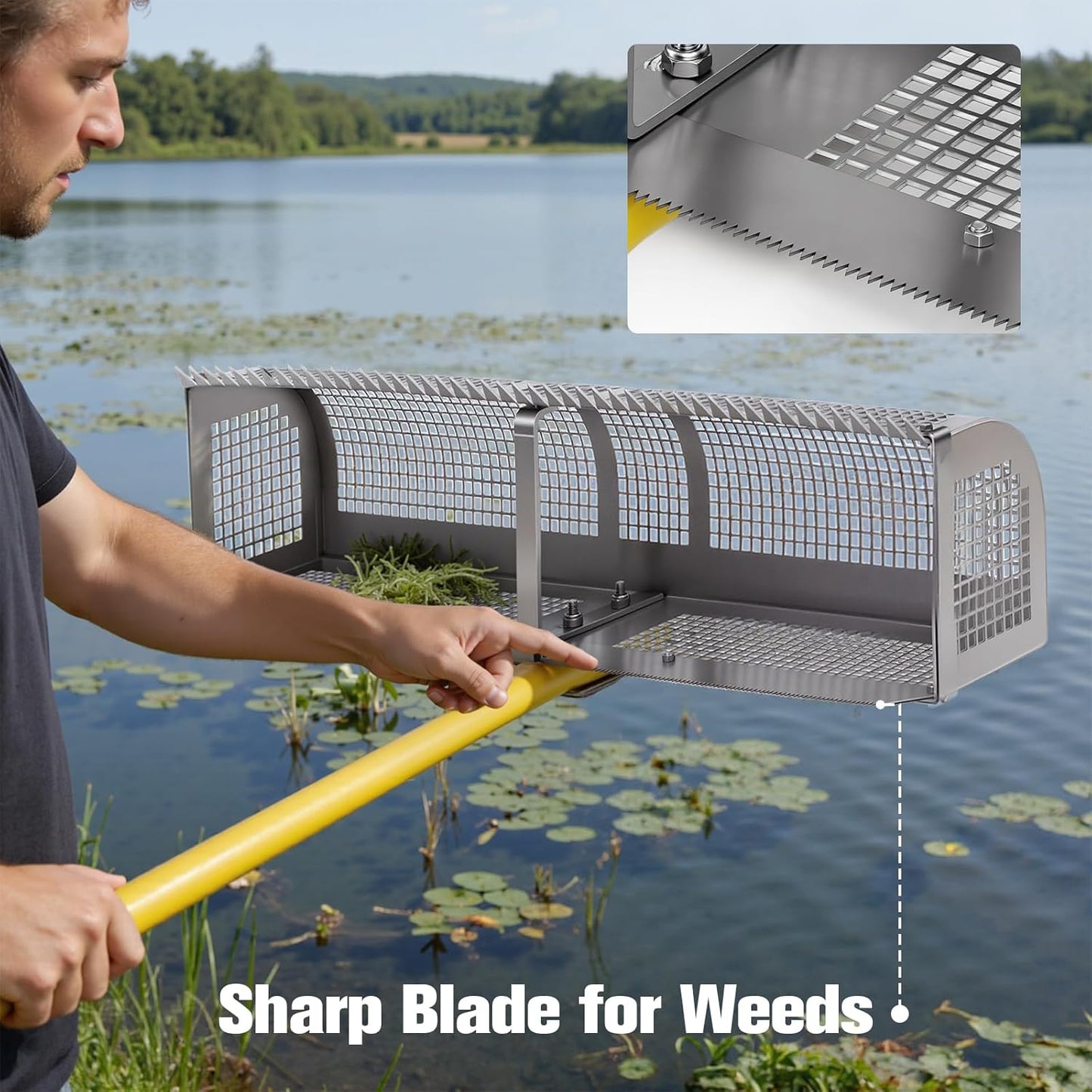 28'' Aluminum Debris Collector for Lake & Ponds, Yellow.
