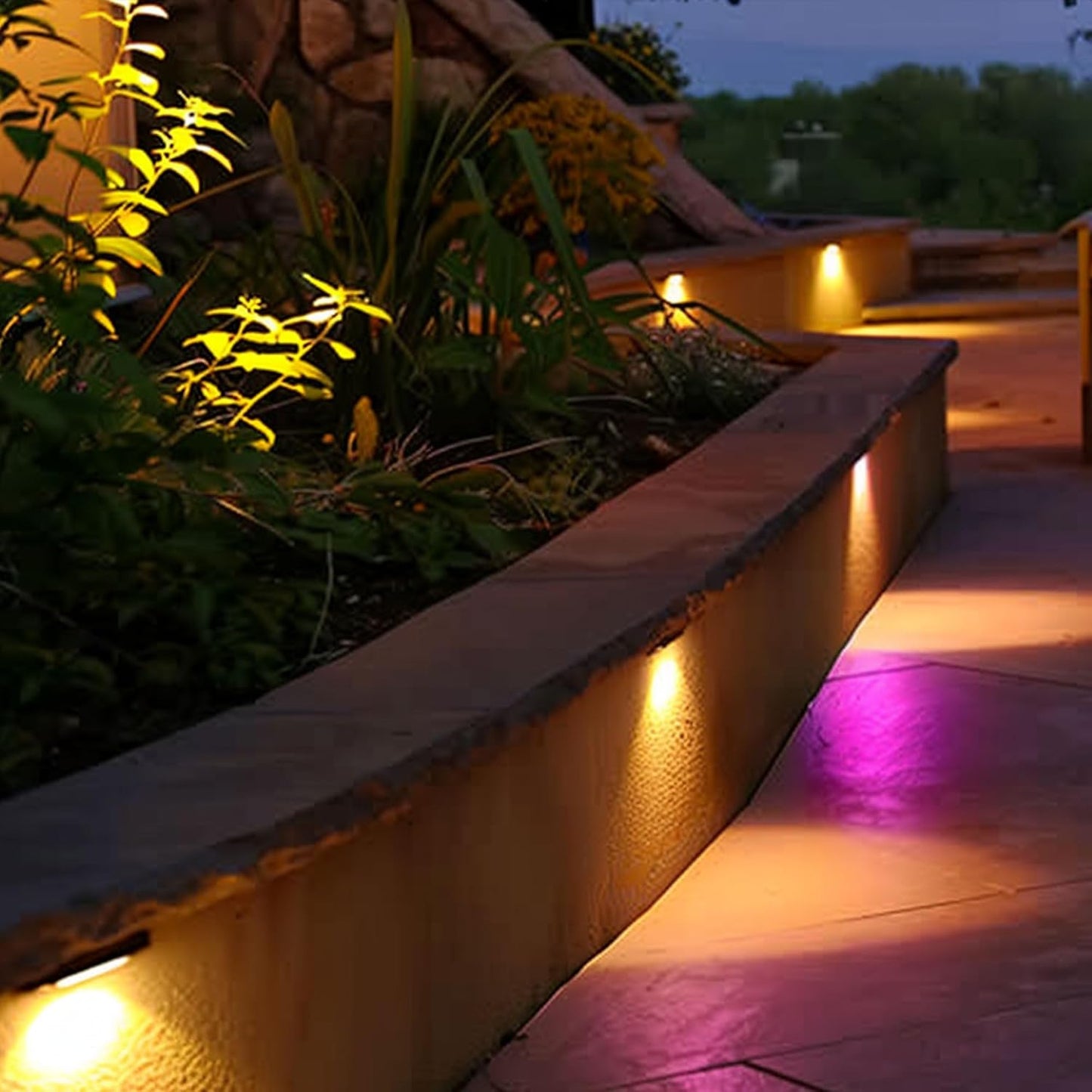 SLARY 8 Pack 7 inch RGB LED Hardscape Lighting Step Lights Retaining Wall Lights with Color Changing & Warm White Mode Low Voltage Landscape Paver