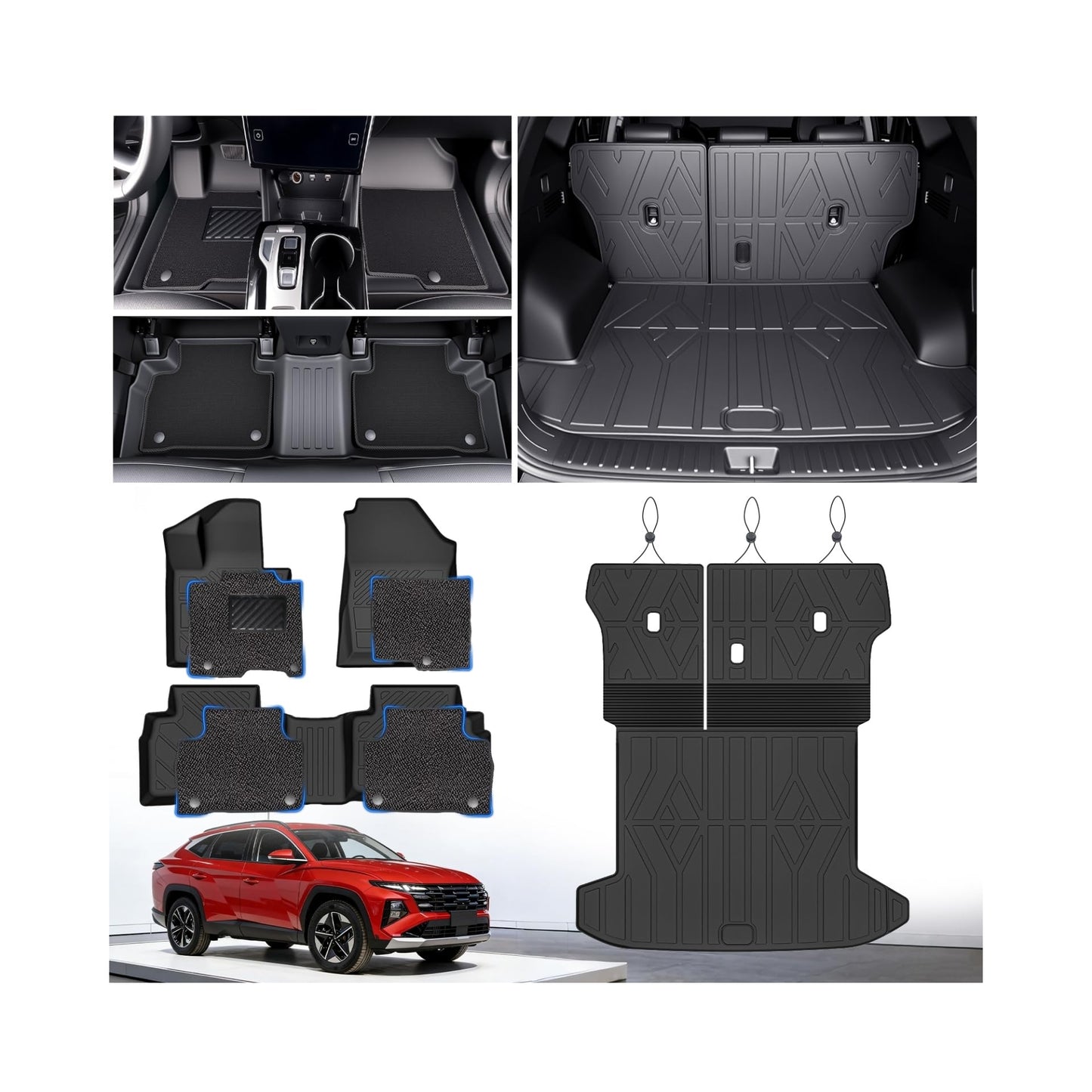Floor Mats for Hyundai Tucson 2022-2026 (Not for Hybrid & PHEV), 2-in-1 All Weather TPE Floor Liners with Removable Carpet Layer, Custom Fit Waterproof Anti-Slip Car Mats Front & Rear