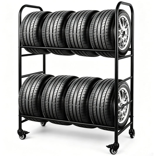 Tire Rack, 56x44x20in Adjustable Tire Storage Rack with 4 Swivel Casters, 200KG/440LBS Weight Capacity Rolling Tire Stand, Heavy Duty Tire Storage Organizer for Garage, Home, Shop