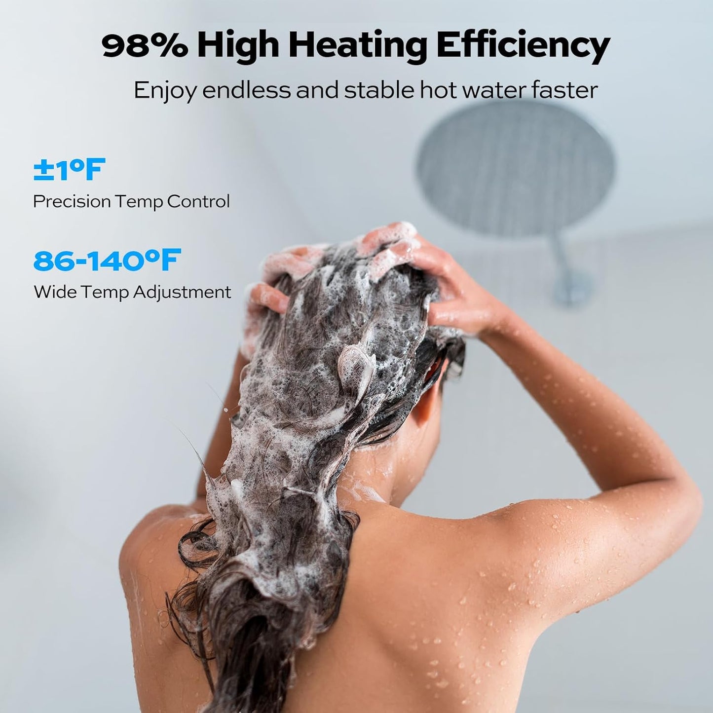 Orbek 14kw Tankless Water Heater Electric 240v，Max 3.38GPM, On Demand Water Heater Electric for shower 2-3 point of use M-14