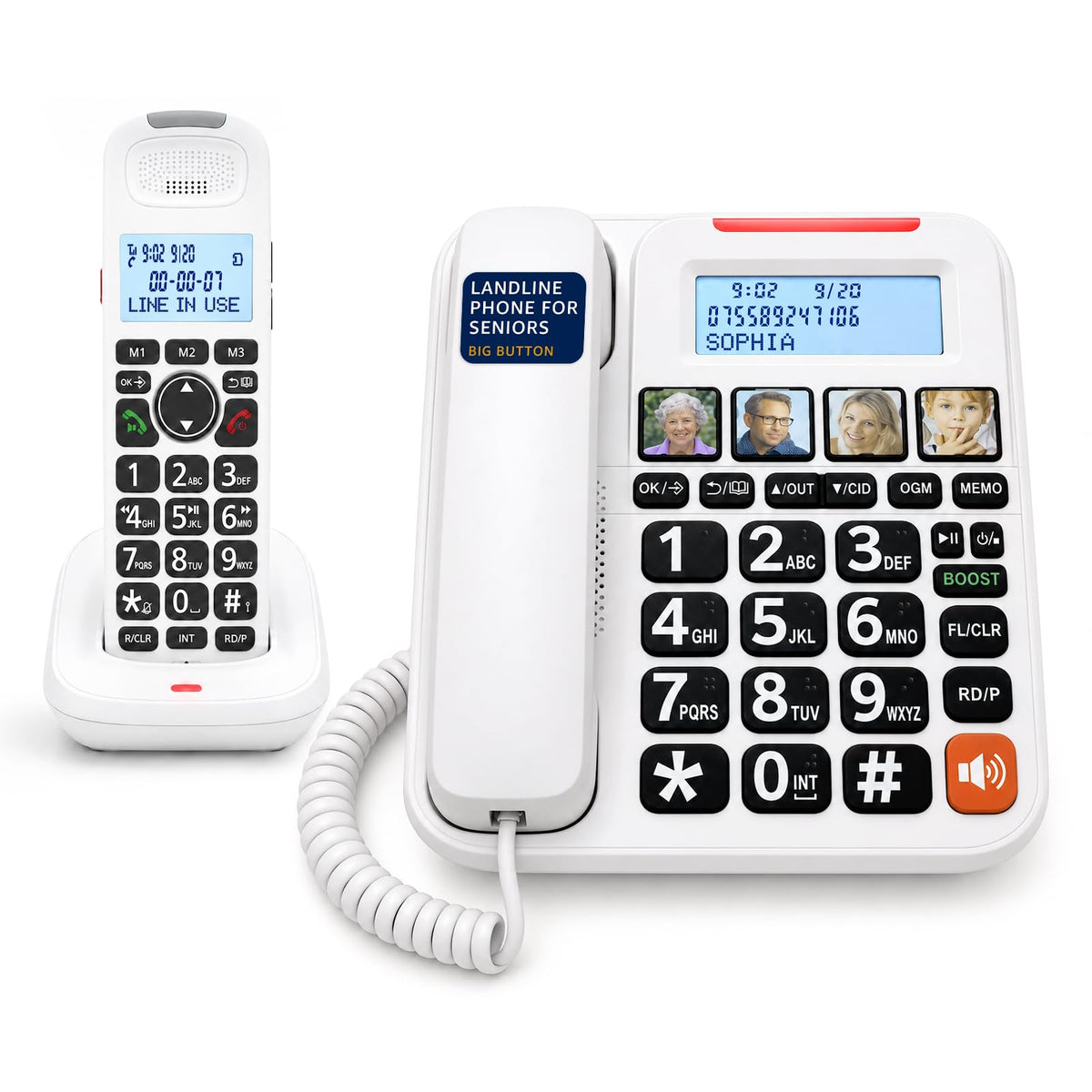 Uvital Corded/Cordless Phone with Answering Machine, Phones for Seniors