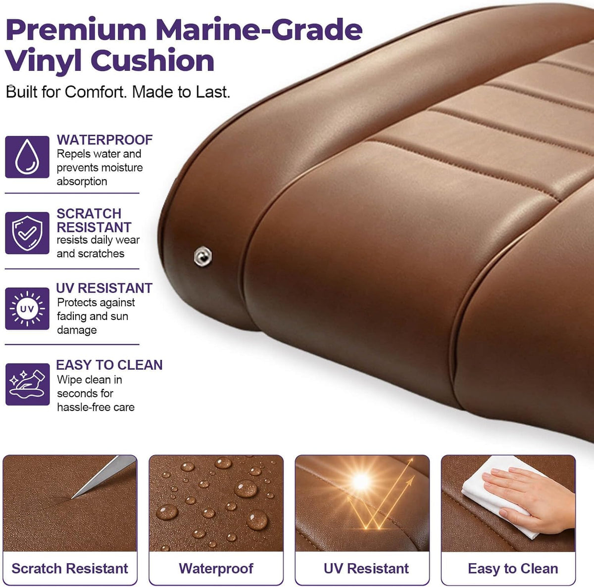 NOKINS Golf Cart Seat Cushion Kit for EZGO TXT/RXV, Coffee Brown
