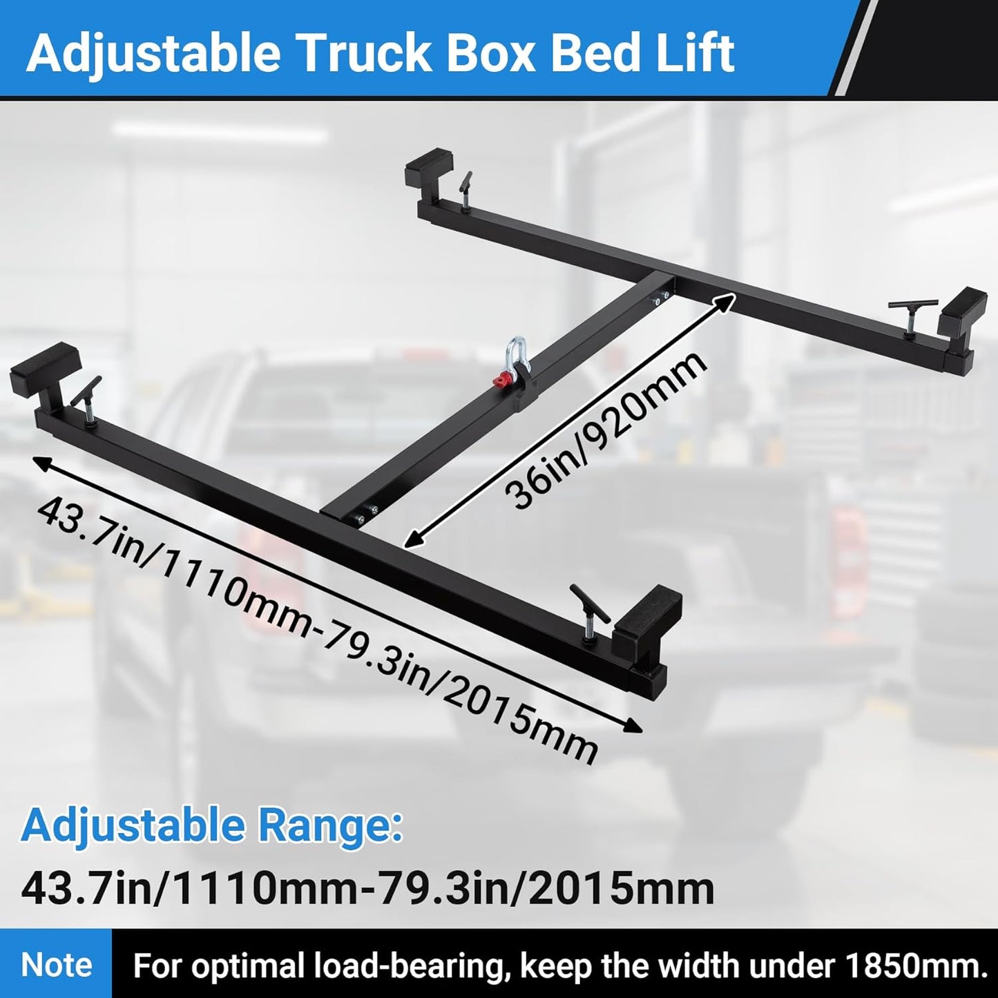 Adjustable Truck Bed Lifter Box Lift for Lift Pickup, Powder Coated Heavy Duty Truck Bed Lifting Tool for Pickup Trucks, 800LBS Capacity