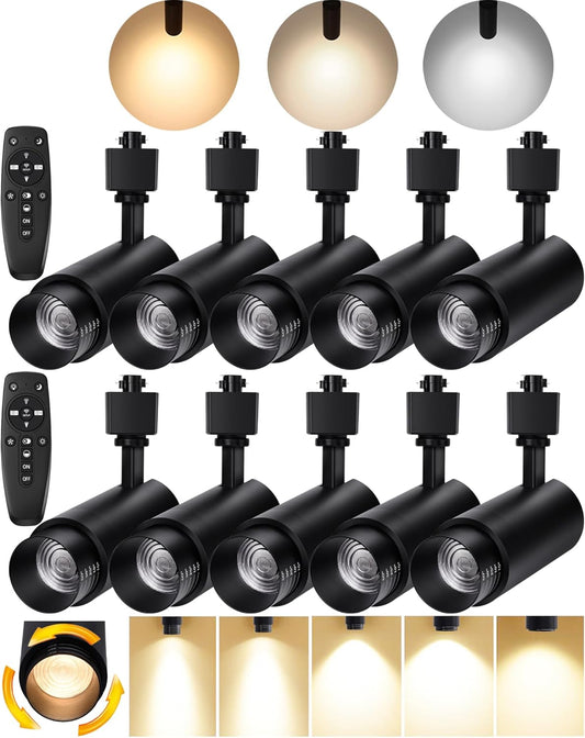 Motrackcao Zoomable LED Track Lighting Heads,2700K-6500K Stepless Dimming H Type Dimmable Rail Ceiling Track Lights Fixt