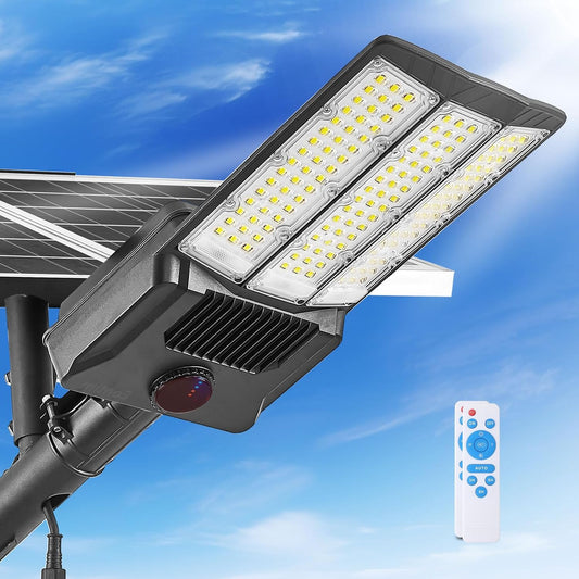 Solar Street Lights Outdoor, 5000W 48000LM Commercial Solar Parking Lot Lights with Remote Control, LED Street Light Solar Powered, Waterproof, Dusk