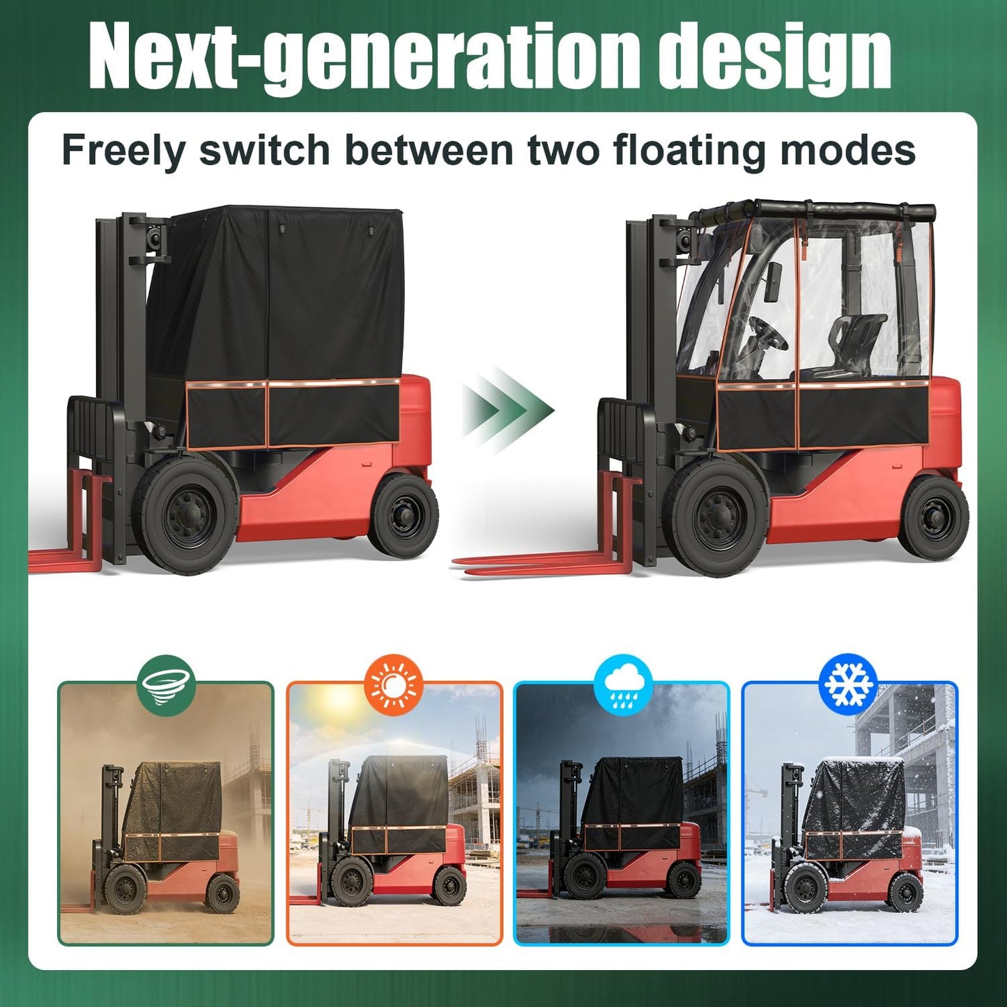 2026 Upgraded Forklift Cover, EVA Transparent Material, UV Protection, 600D Oxford Cloth for Outdoor Indoor Forklift，57" Top 45" L x 40" W x 52" H, Fit Forklift up to 6000 lb
