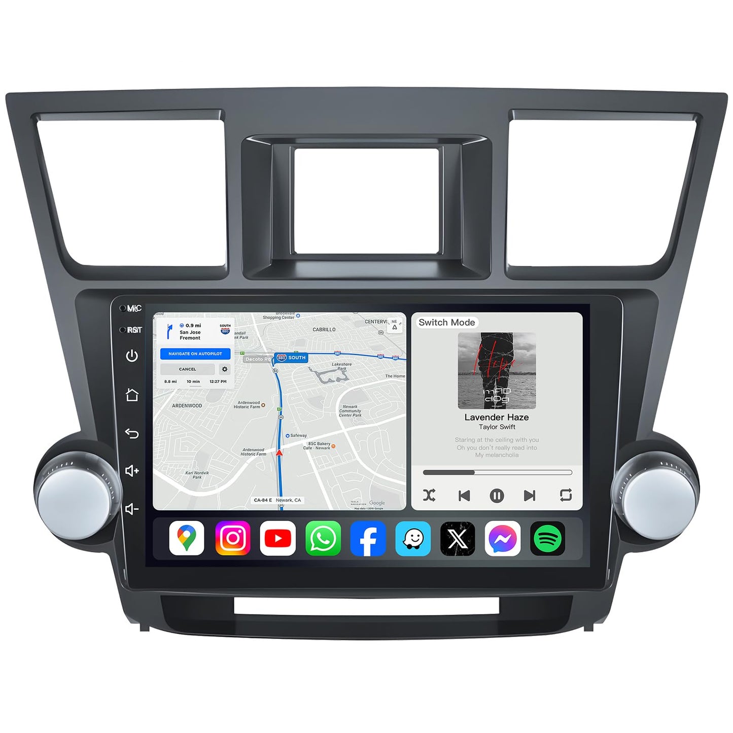 8 core for Toyota Highlander Car Radio Upgrade 2008-2012: Android 13 Touch Screen Stereo Head Unit, Wireless CarPlay Android Auto, Bluetooth GPS WiFi FM SWC, 10.2 Inch IPS Display 1280x800, 2G+32G