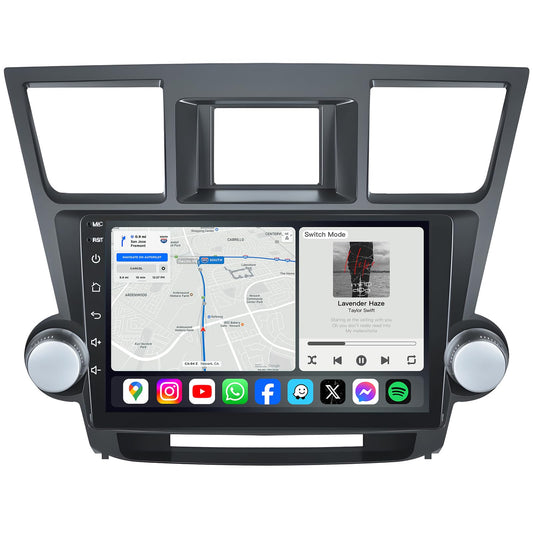 8 core for Toyota Highlander Car Radio Upgrade 2008-2012: Android 13 Touch Screen Stereo Head Unit, Wireless CarPlay Android Auto, Bluetooth GPS WiFi FM SWC, 10.2 Inch IPS Display 1280x800, 2G+32G