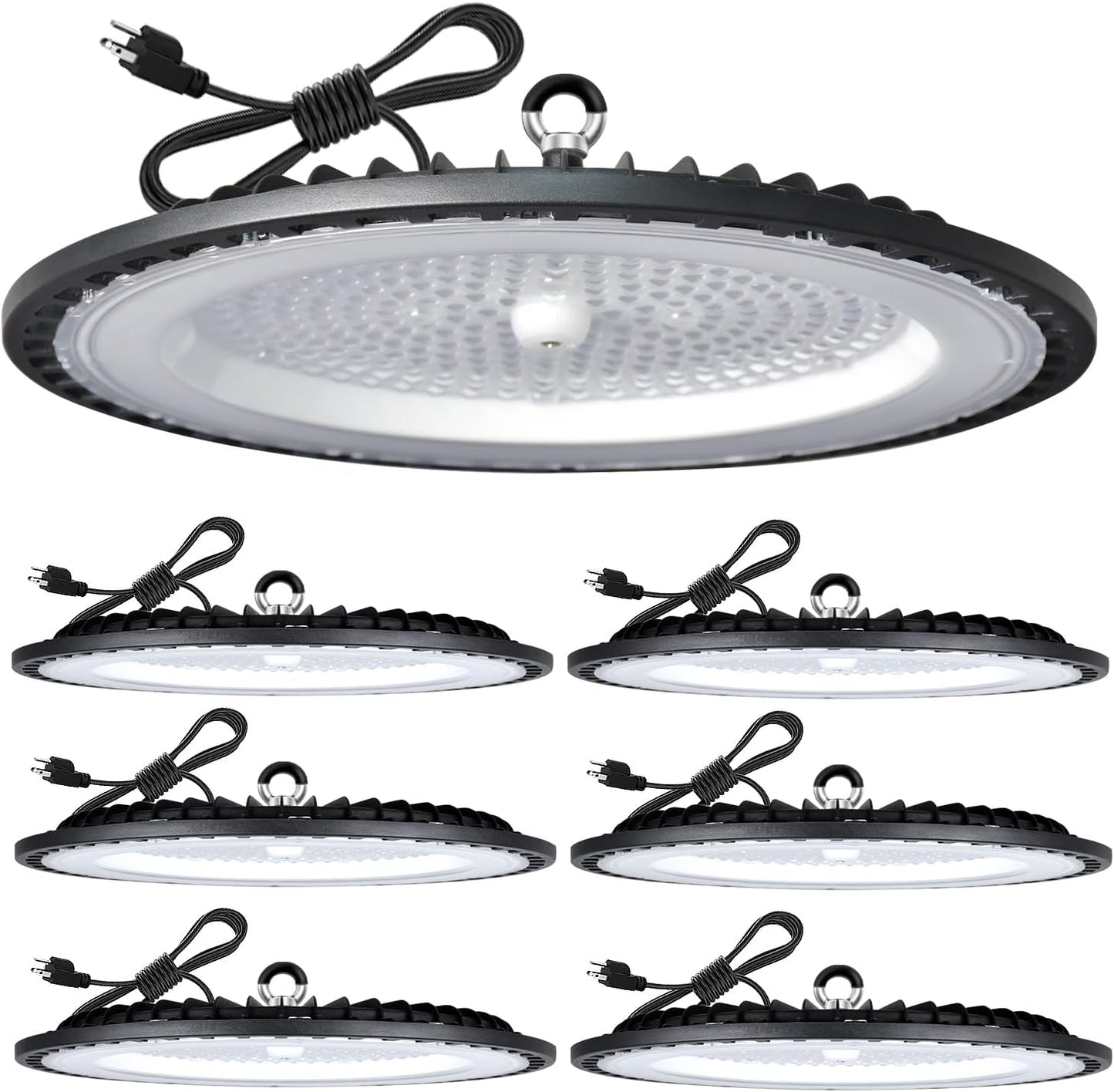 ONLYLUX LED High Bay Light 200w, LED Garage Lightsing, LED Shop Lights 5000K Daylight 30000LM 6 Pack, UFO LED Highbay Lights with US Plug, IP65