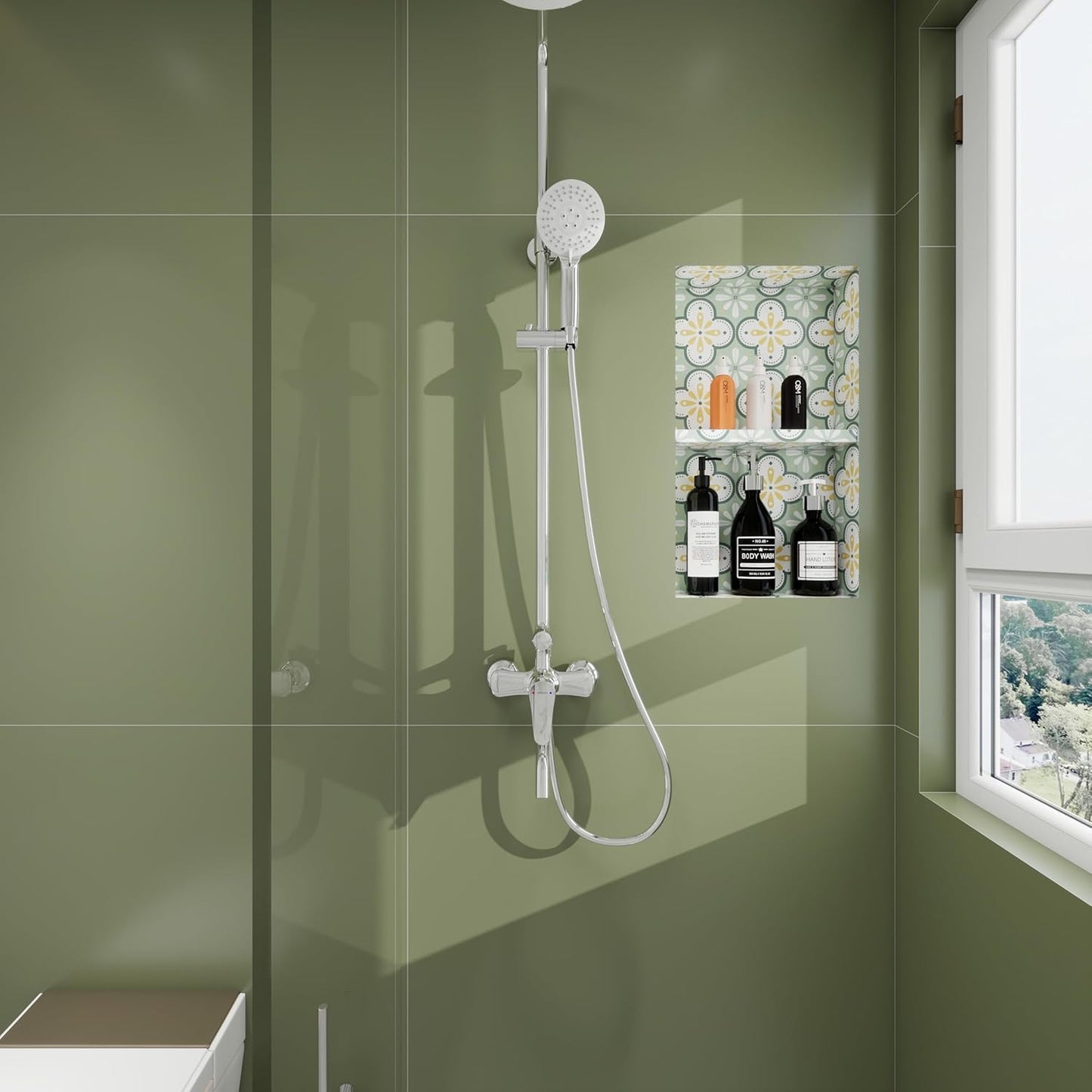 Fiberglass Shower Niche 12X24in No Tile Needed and Needed Tile All can Work Matte Black
