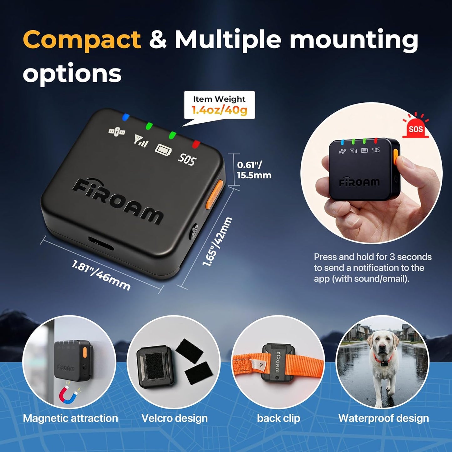 QuadTrack GPS Tracker for Vehicles, Car GPS Tracking Device with 6-Month Data Plan, Real-Time 4G LTE Vehicle Tracker, 3-Year Battery Life, Geo-Fence, Magnetic Mount, Fleet & Personal Use Black (Free 6 Months Included)