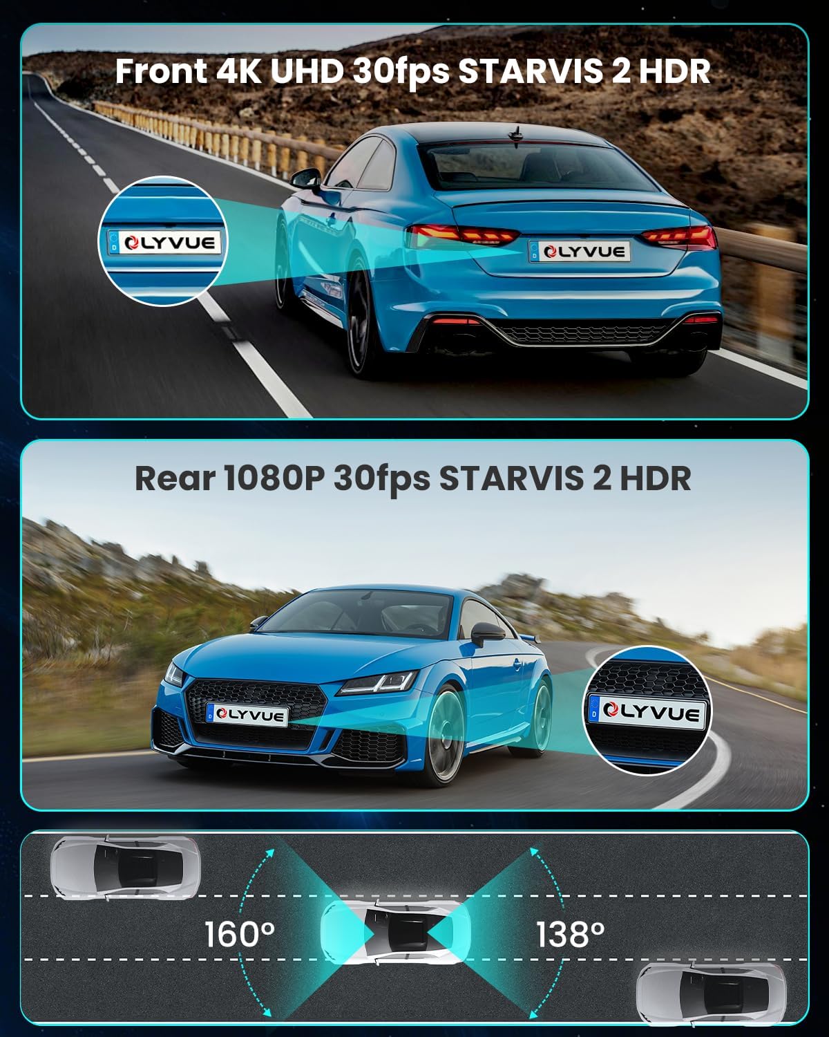 V77 4K+1080P 2160P/FHD Dash Cam Front for Cars, Dual STARVIS 2 Sensors, Free 64GB Card Included, 5.8G WiFi - up to 20MB/s Fastest Download Speed with App, 3" IPS, 24H Parking Mode