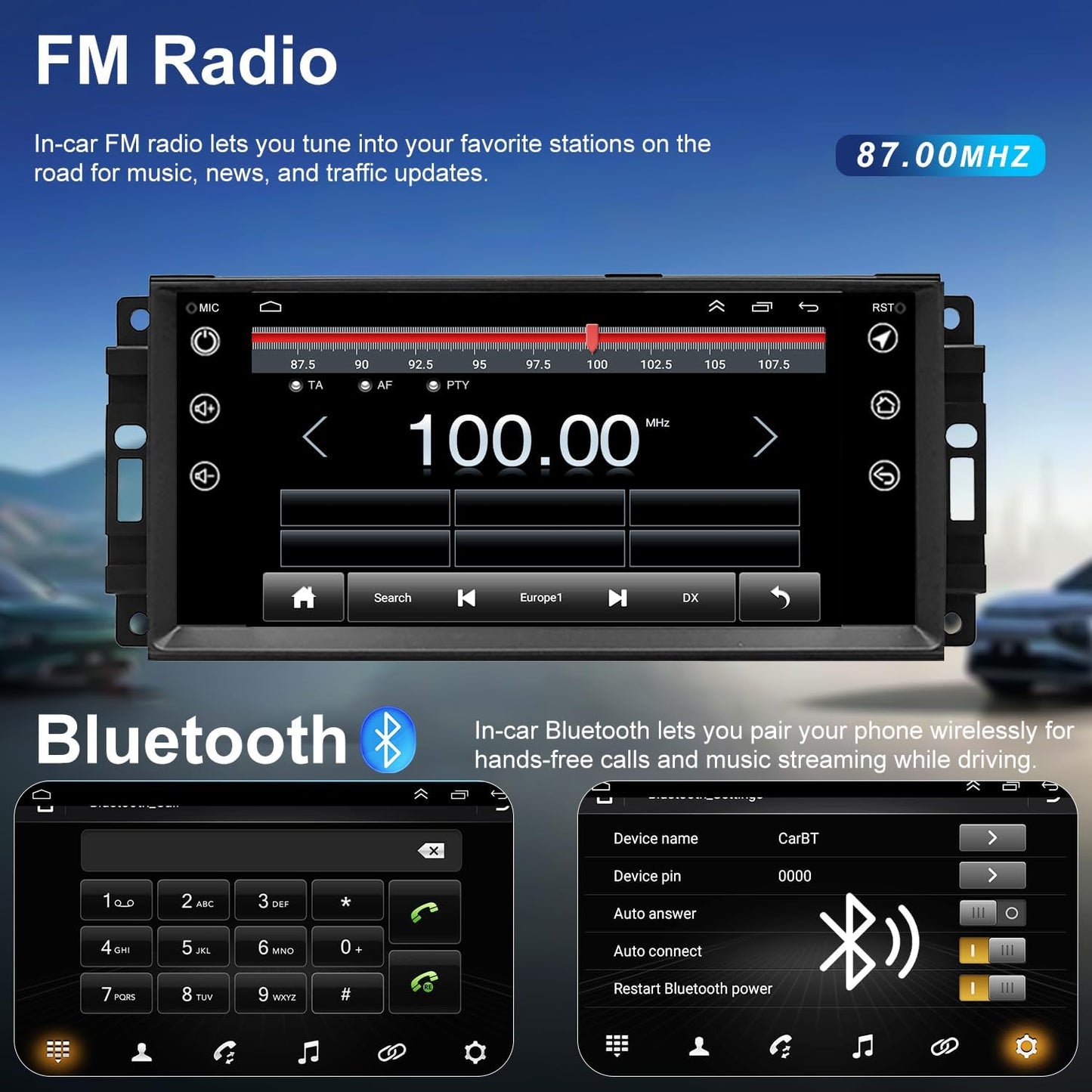 5GWiFi Radio for Dodge Challenger Avenger 2008-2014, Chrysler 200 2011-2014, Jeep Compass Patriot 2009-2016,Liberty 2008-2012,7 Inch Touchscreen Car Stereo Carplay Android Auto Camera Bluetooth GPS FM