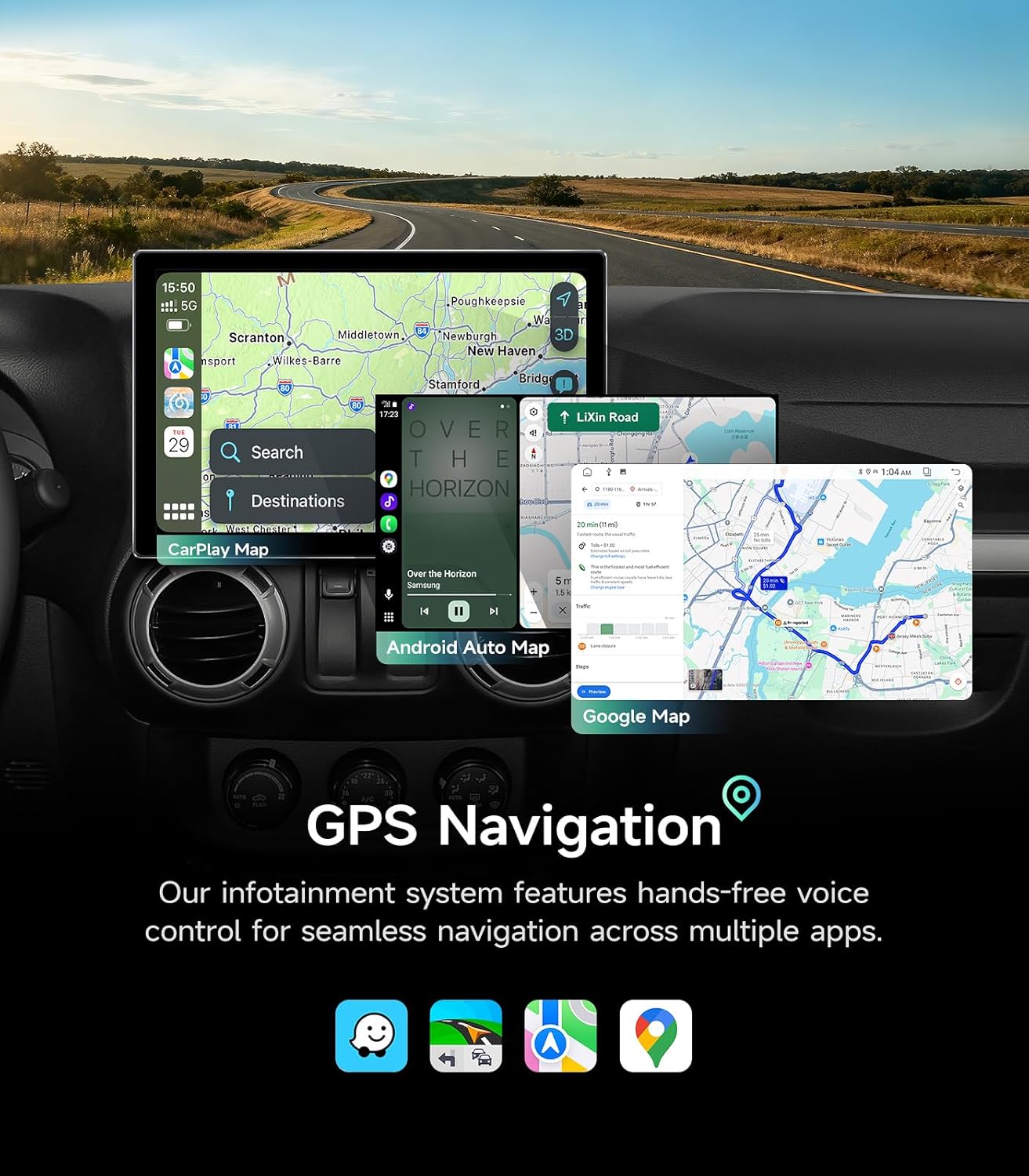 11.5 Inch 8-Core Car Stereo Radio for Jeep Wrangler JK, Compass, Grand Cherokee, Dodge Ram, Support Wireless CarPlay & Android Auto, 5G WiFi, HD Touchscreen, GPS Navigation, HD Backup Camera
