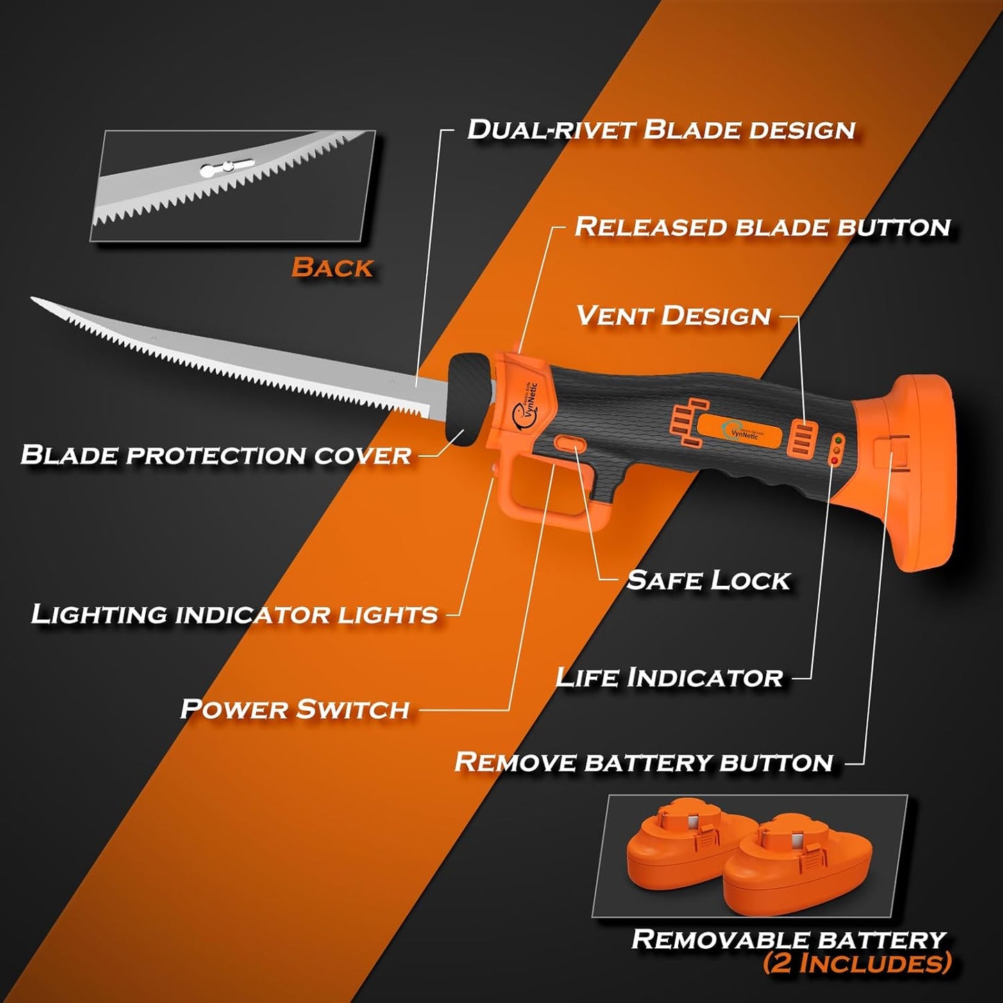 Electric Fillet Knife with 4 Stainless Steel Blades