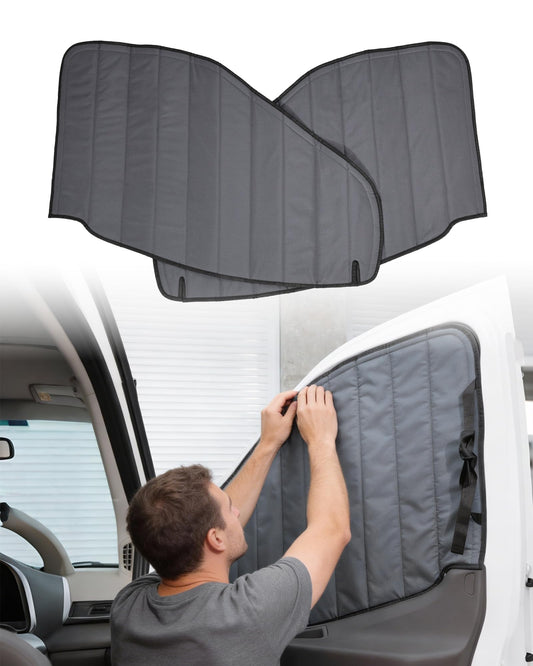 Magnetic Van Window Covers Fit for Ford Transit 150 250 350 High/Medium Roof 2015-2025, Blackout Privacy & Thermal Insulation Side Shades for Van Life & Camping, Easy Install, Gray (Pair) Front Door Windows