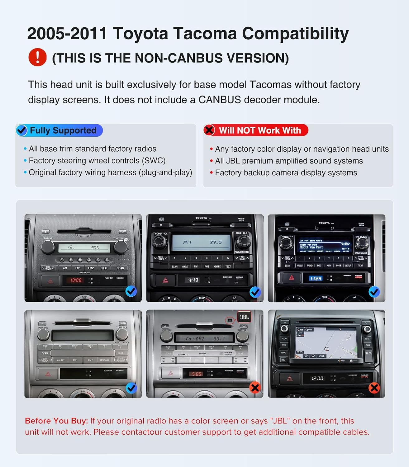 9 inch Car Stereo Dash Kit Replacement for Toyota Tacoma Radio Upgrade 2005-2011, Linux Touch Screen Head Unit w/Wired Wireless CarPlay Andriod Auto Navigation FM/AM