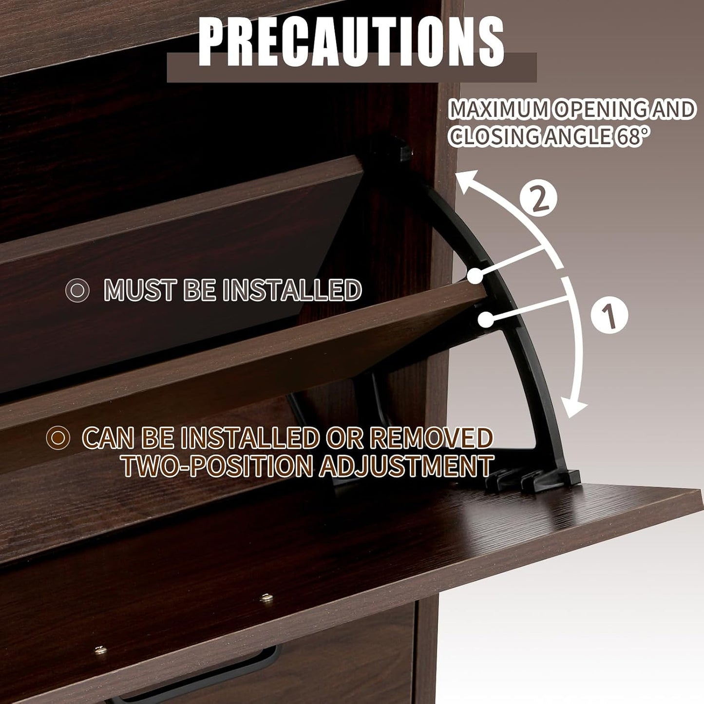 Shoe Storage Cabinet with 3 Flip Drawers, Freestanding Storage Racks for Entryway Hidden Narrow Shoe Organizers Perfect for Heels, Boots, Slippers, Walnut Brown