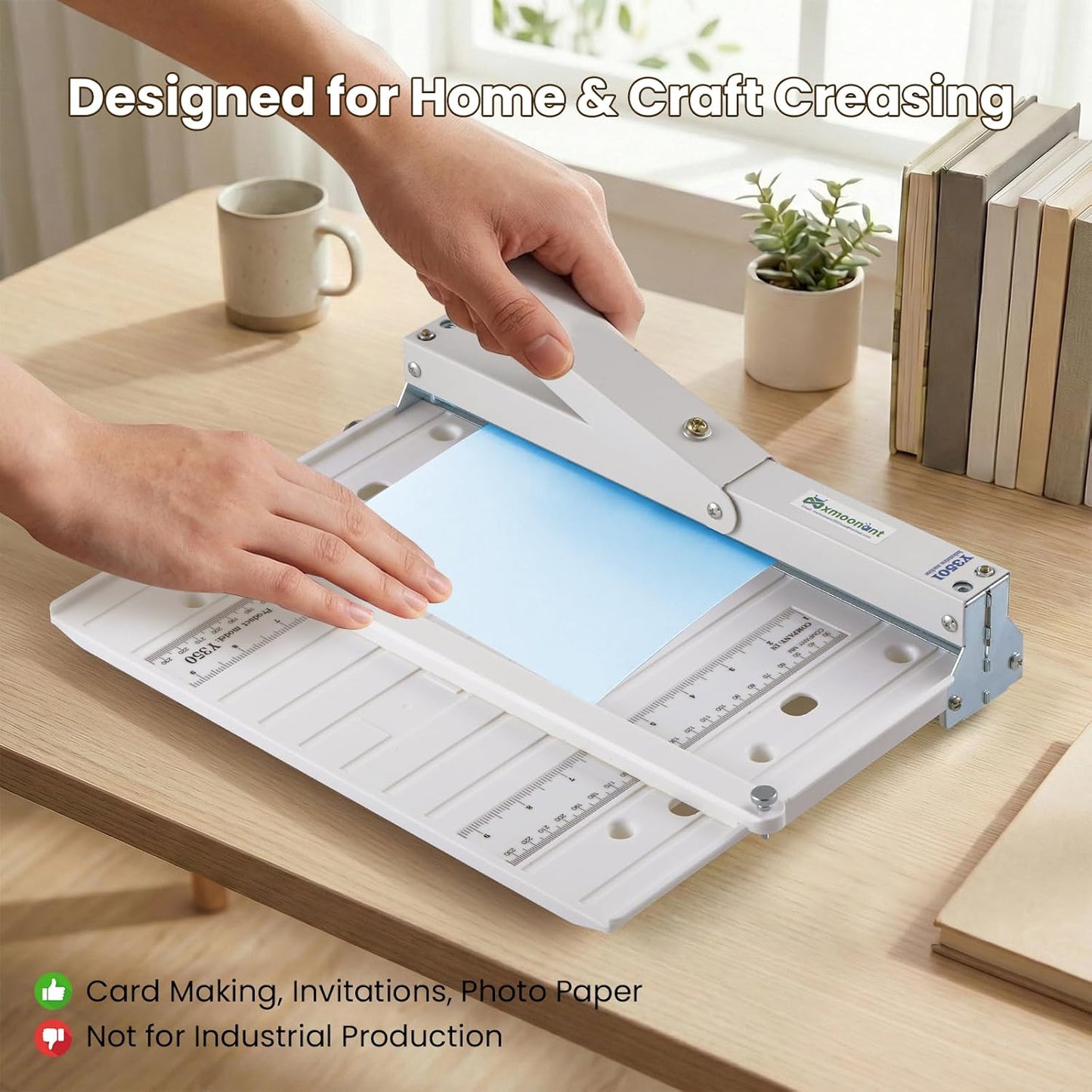 Foldable Manual Creasing Machine 13'' with Metric/Imperial Scale, Up to 300gsm, Home Manual Creaser for DIY Invitations Greeting Cards, Covers