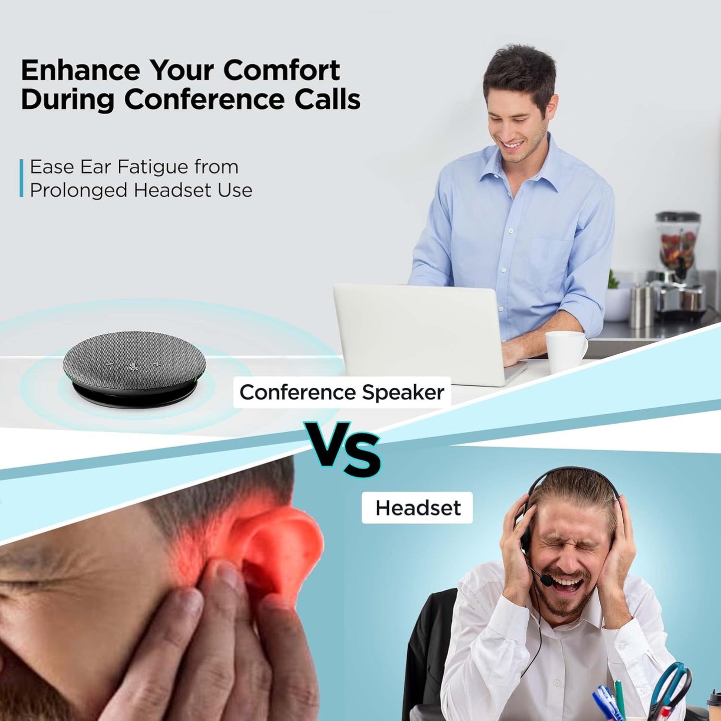 INNOTRIK Bluetooth Conference Call Speaker | 360-Degree Voice Pickup & Conference Room Omnidirectional Microphone | USB Bluetooth Speakerphone