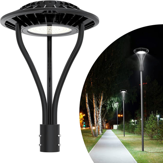 LED Post Top Light 80W 11200LM LED Post Lights Outdoor Lamp Post Light 5000K IP65 Waterproof LED Street Area Lighting Dusk to Dawn Pole Light for