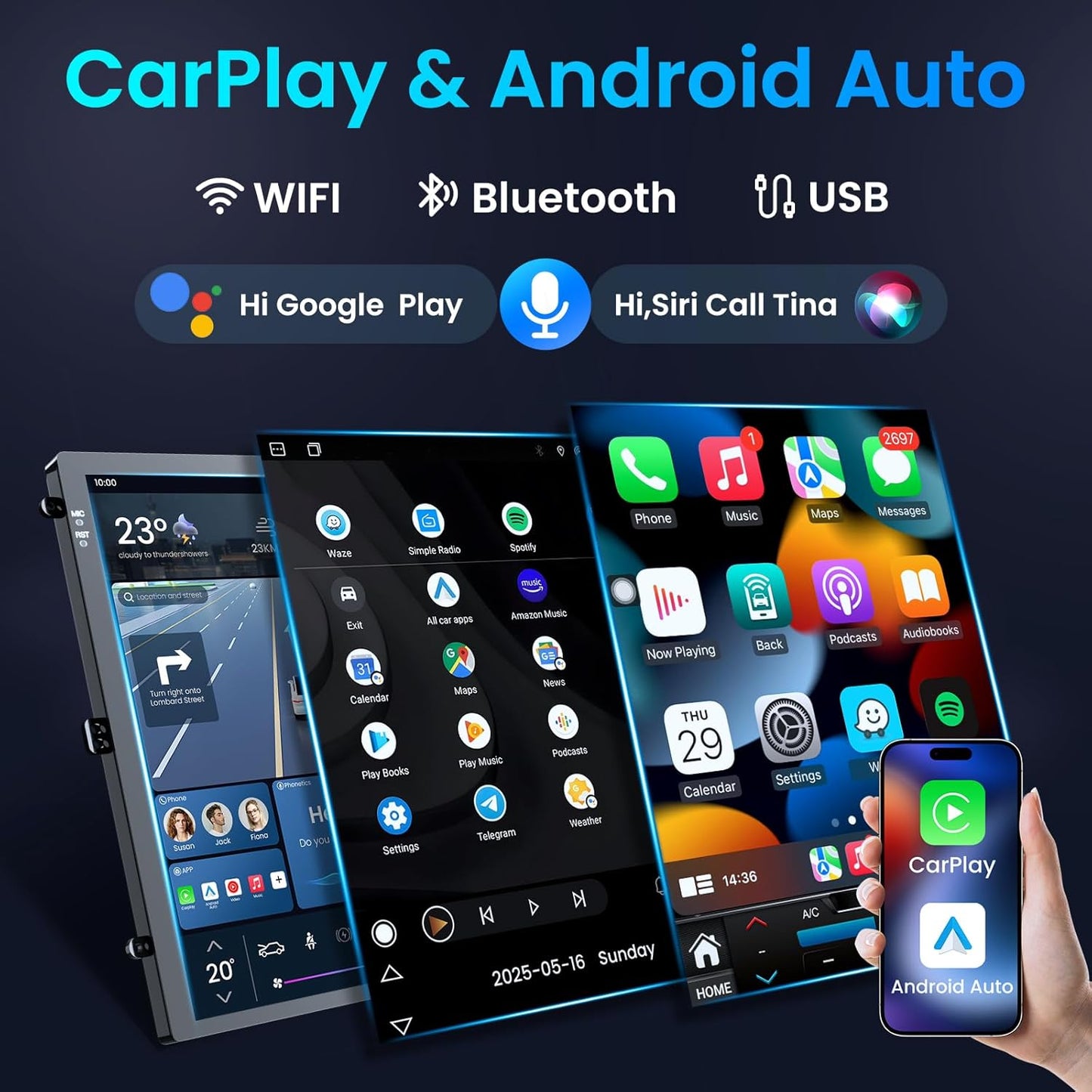 Car Radio for Chevy Cruze 2009-2015: 1024 * 768 HD Tesla-Style Touchscreen Wireless Carplay Andriod Auto 1080P Backup Camera Bluetooth 5.0 GPS 5G WiFi FM Radio