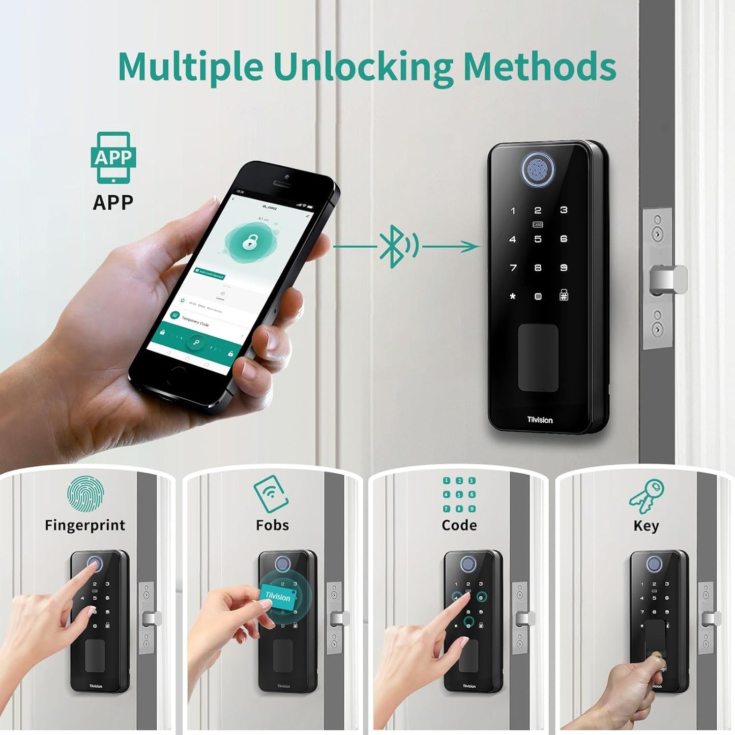 Tilvision WiFi Smart Door Lock,Keyless Entry Deadbolt with App Control, Gateway, Touchscreen Keypad - Auto Lock & IP65 Waterproof - Fingerprint Door