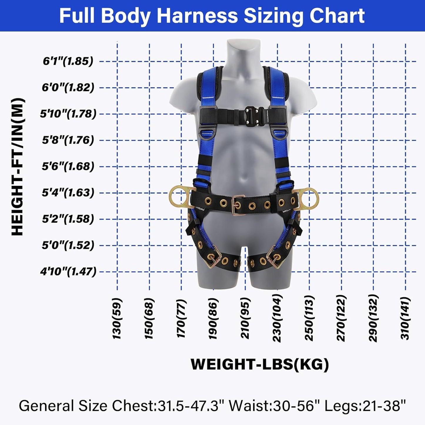 Safety Harness Fall Protection - Roofing Full Body Harness