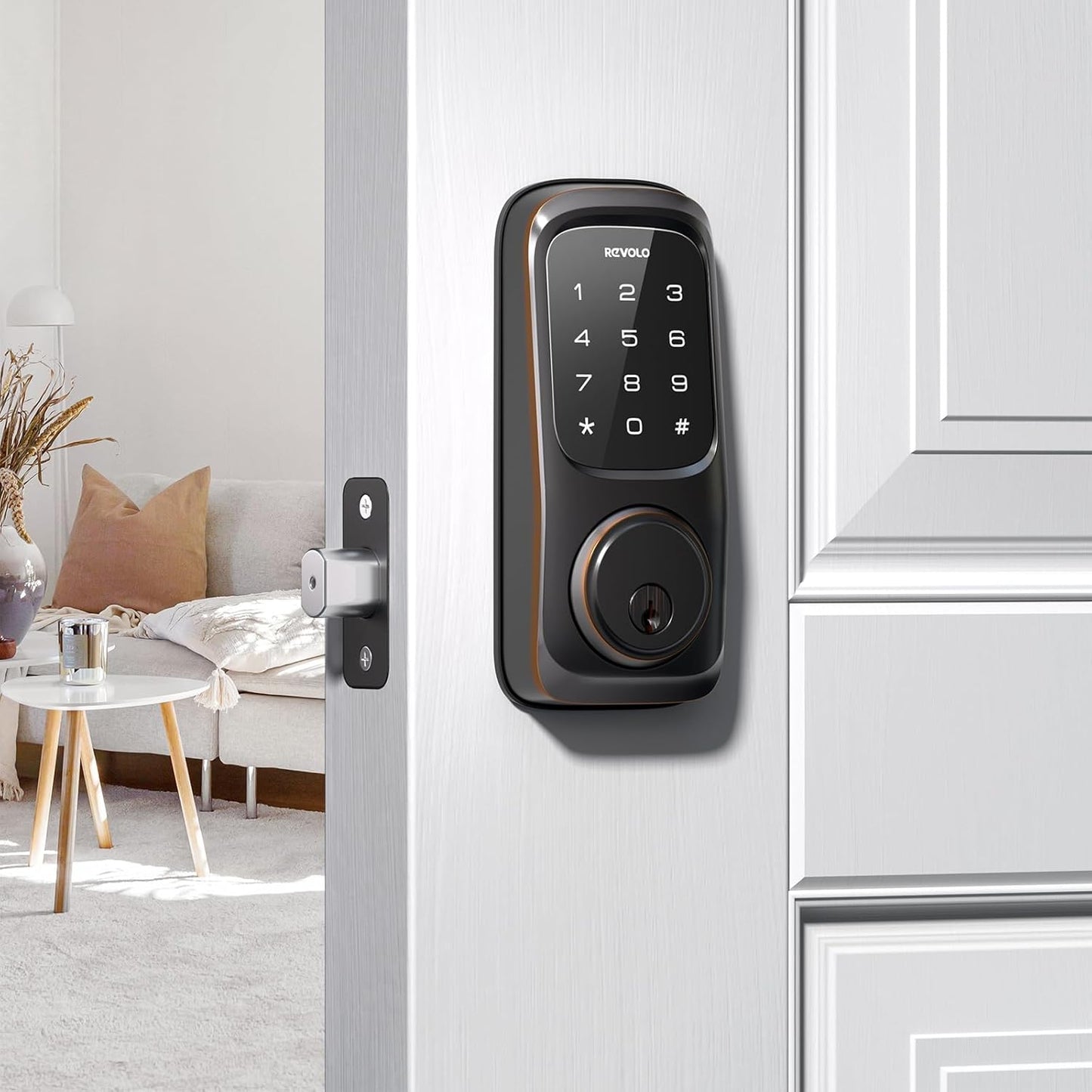 Revolo Keyless Entry Door Lock with Touchscreen Keypads, Electronic Keypad Deadbolt for Front Door, ANSI Grade 2 Certified, All-Metal Construction,