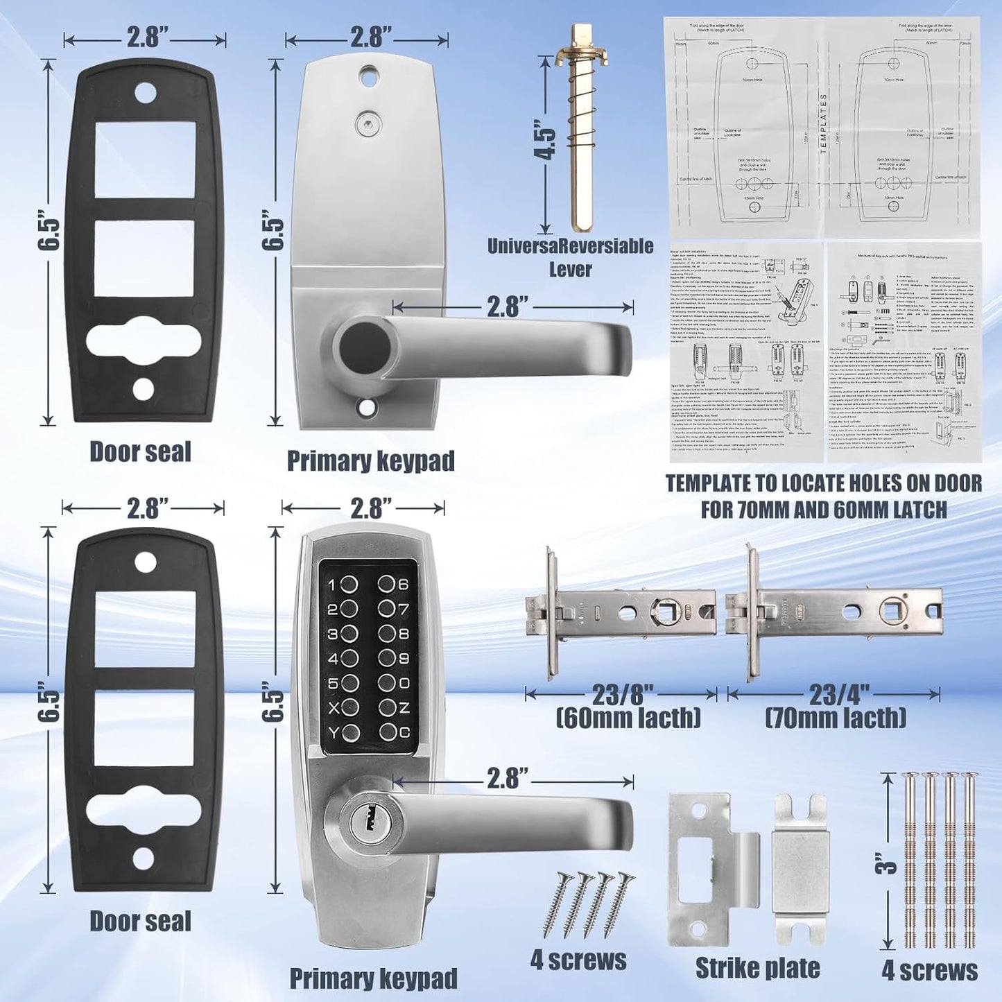 Mechanical Push Button Lever Lock