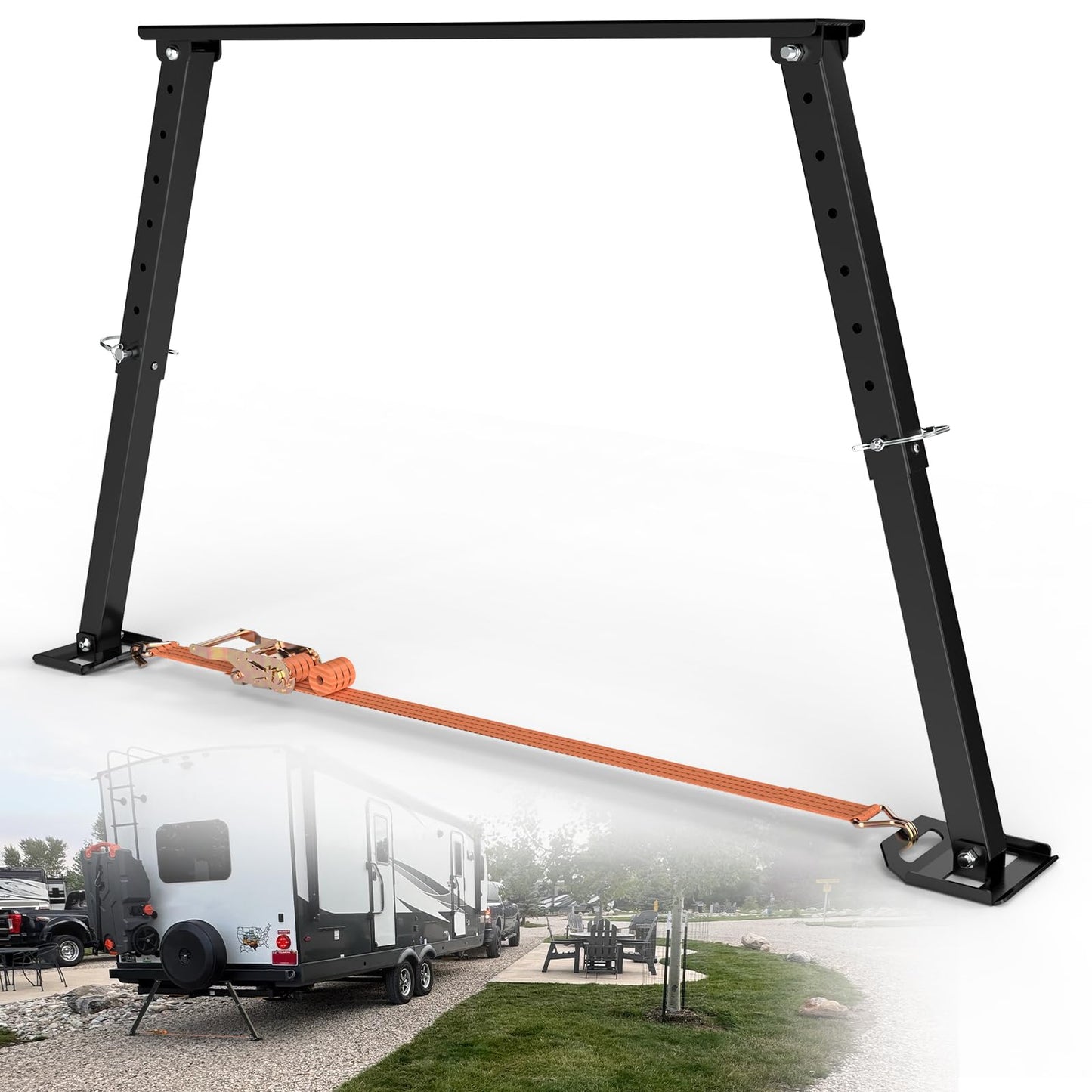 Universal RV Stabilizer Support Jack Fit 14'' to 27'' Frame for Camper 1 PC | Reduces RV Wobble & Sway, Heavy Duty, Black Powder-coated, Easy Storage, Ideal for Camper Travel Trailer