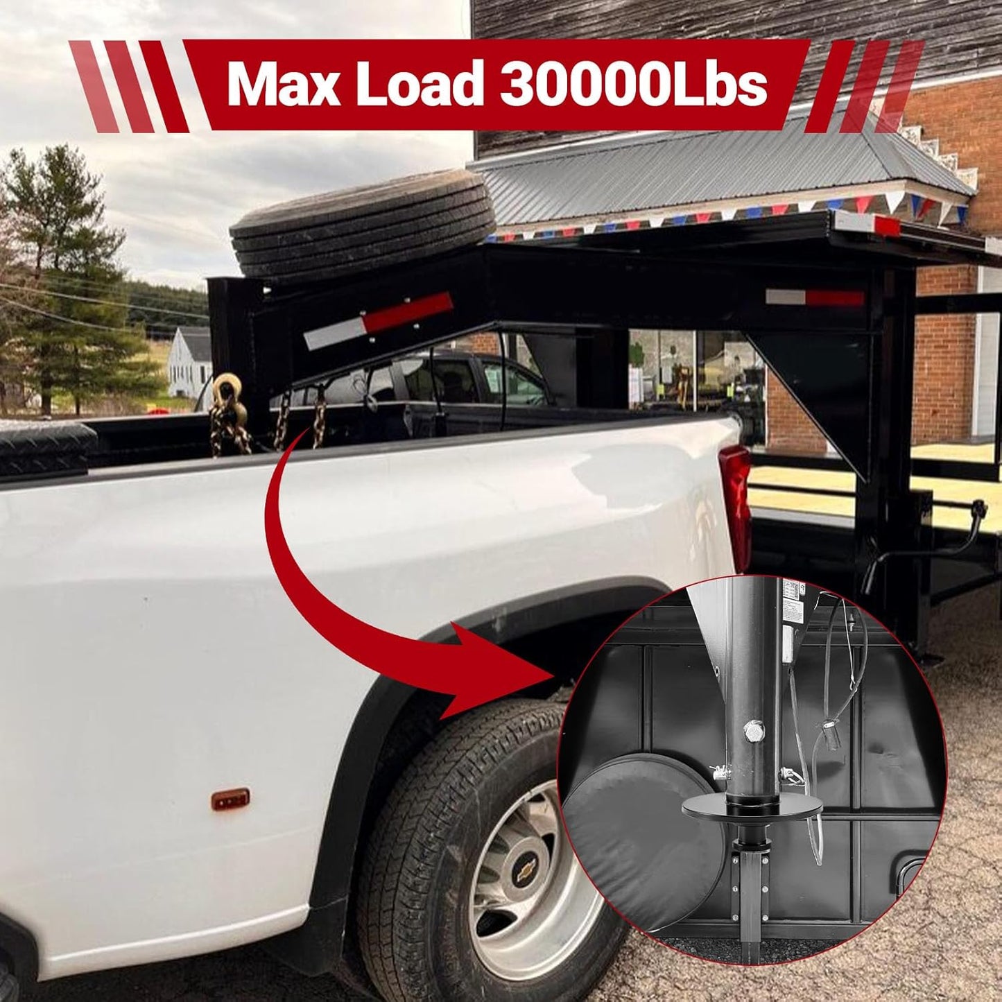 JERBOR 5th Wheel to Gooseneck Adapter Fit for Semi-Tractor with 4" Round Tube, 30000 LBS Load Capacity Gooseneck Coupler, Heavy Duty Stainless Steel Universal Truck Fit