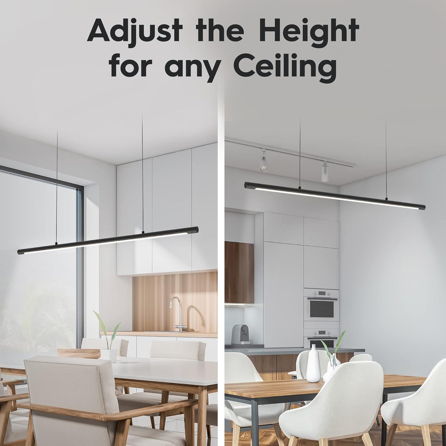 Linear Pendant Light, Led Chandelier, Office Light, Dining Room Light, Kitchen Island Light, Ceiling Light, No Flicker, Dimmable, Adjustable Height