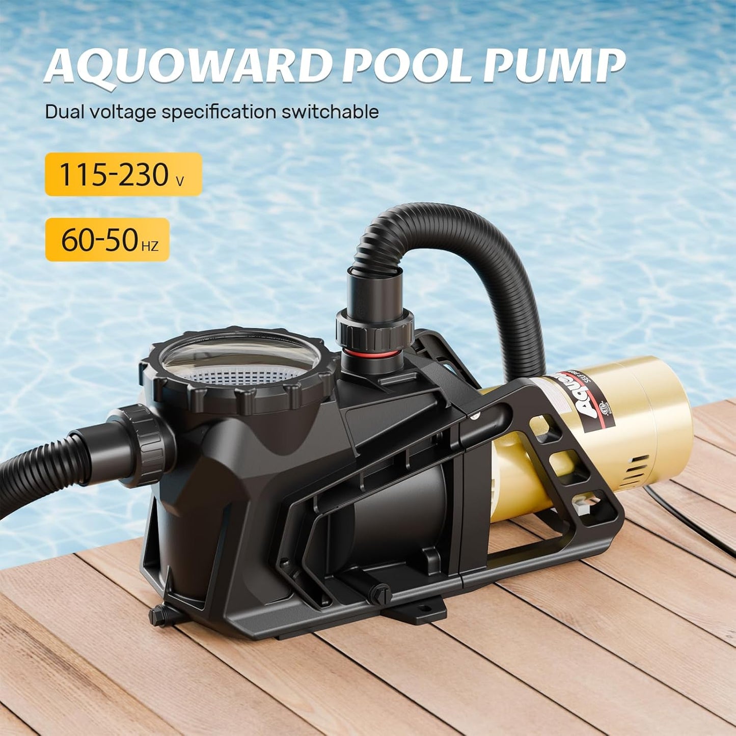 1.5 HP Swimming Pool Pump, 115-230 V Dual Voltage In/Above Ground Pool Pump, High Efficiency Single Speed Motor, Low Noise Pool Pump Inground With