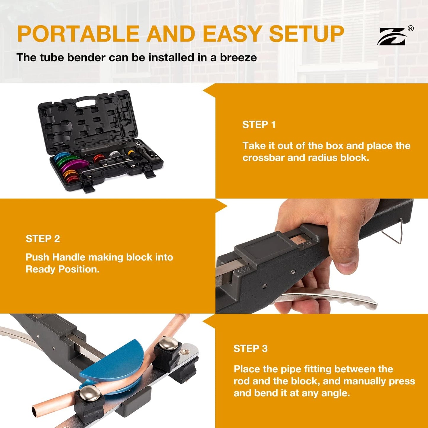 Pipe Bender Kit, 1/4'-7/8' O.D., with 7 Size Dies & Pipe Cutter, 90 Reverse Bending Tool for HVAC/Air Conditioner/Fridge Repair & H