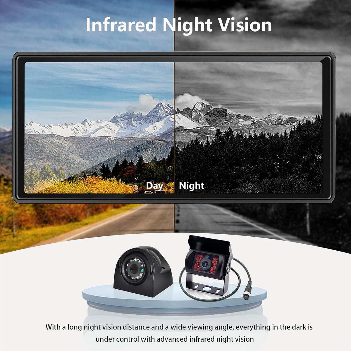 RV Backup Camera System with CarPlay & Android Auto, RVInWest 10.36" Touchable Monitor with Mirror Link DVR Recording + 4 AHD 1080P IP69K Waterproof Night Vision Camera for RV Truck Trailer Bus