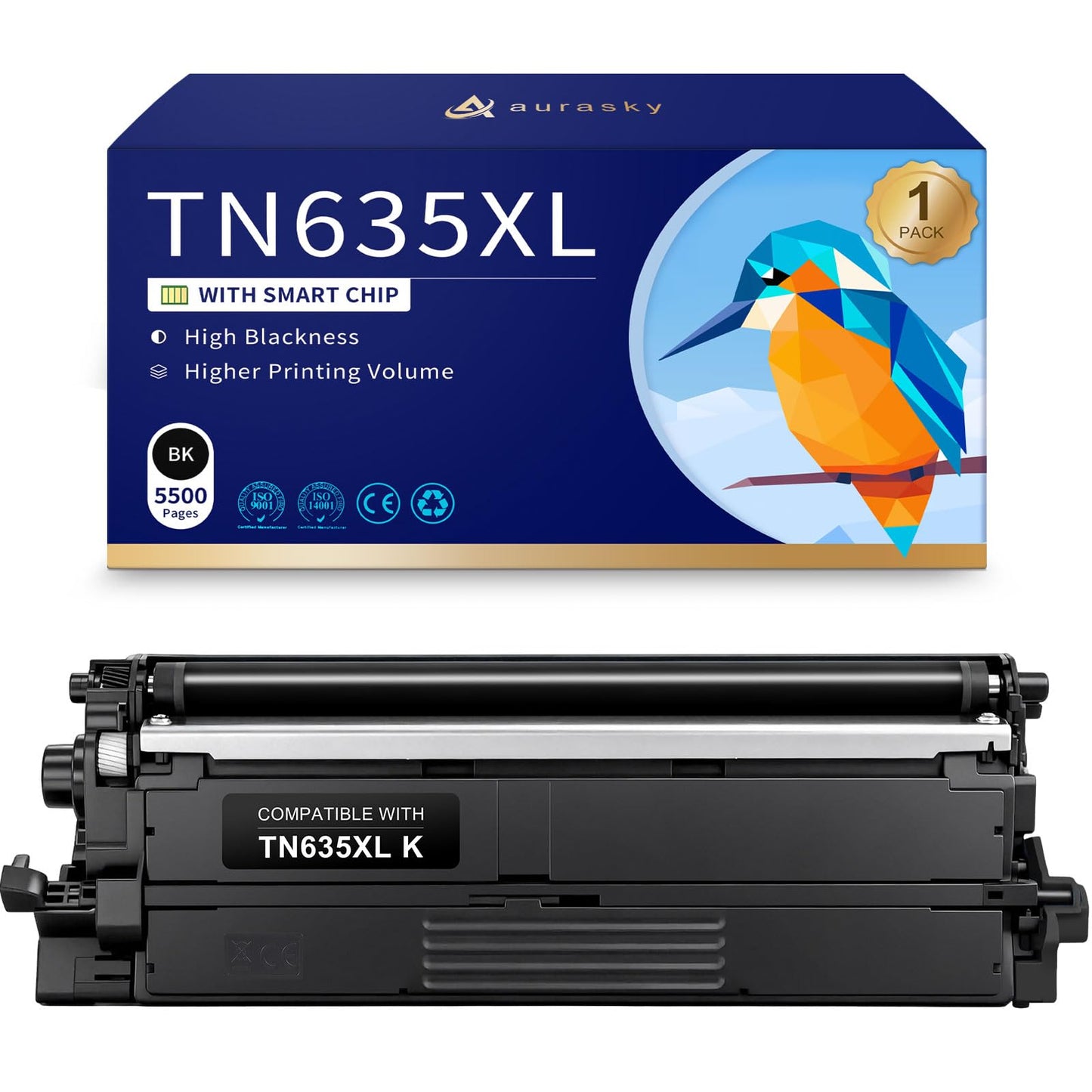 High Yield TN635XL TN635 TN 635XL 635 XL Toner Cartridge Replacement for Brother HL-L8430CDW HL-L8430CDWT HL-L8570CDW MFC-L8730CDW MFC-L8930CDW MFC-L8970CDW MFC-EX575 Printers, 5500 Pages (1 Black) 635XL 1-Pack
