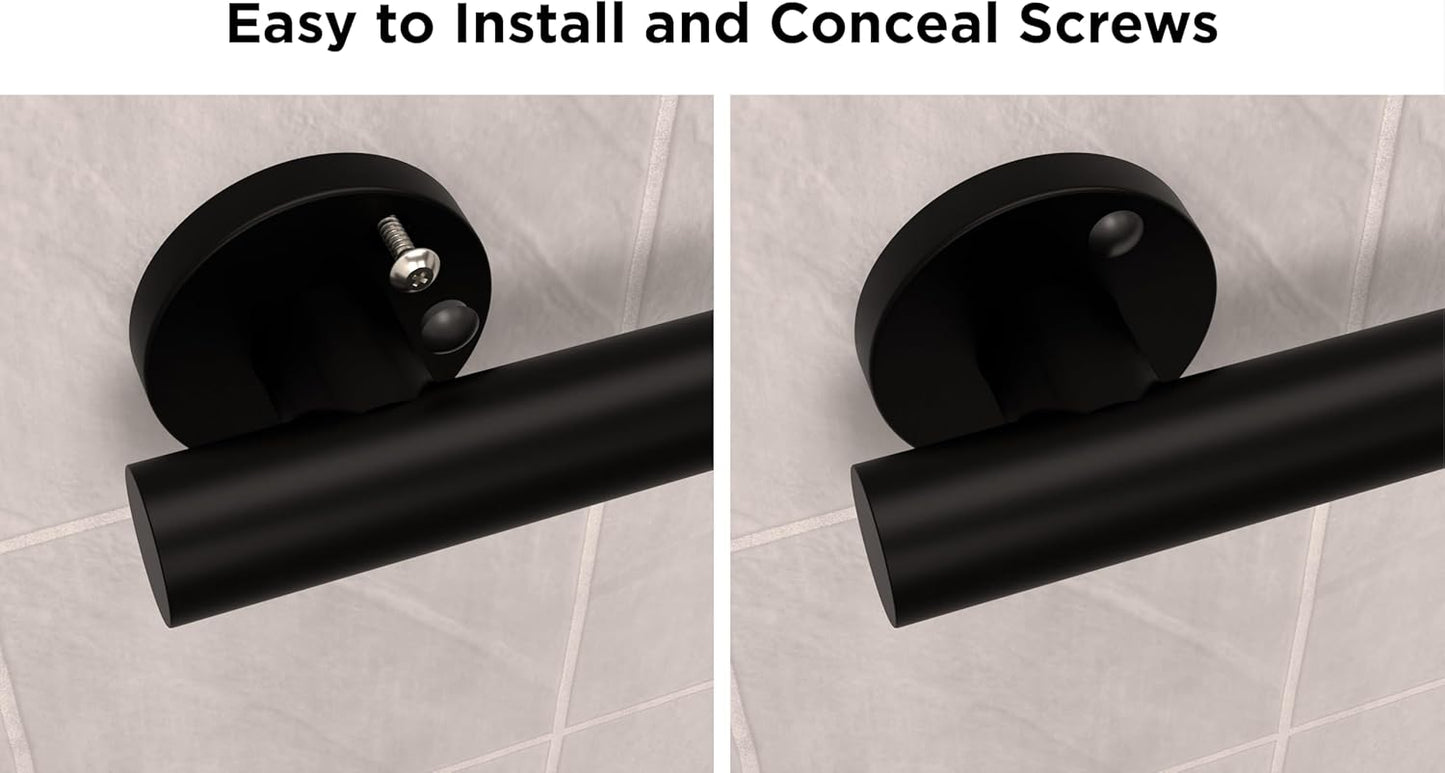 HEALTHCRAFT 24" Horizon Grab Bar, ADA Compliant Bathroom Safety Bar, Stainless Steel Shower Handle, 500 lb Support, Modern Bathroom Rail for Shower, Tub & Toilet Wall (1, Matte Black, 24 Inch) Matte Black 24 Inch 1
