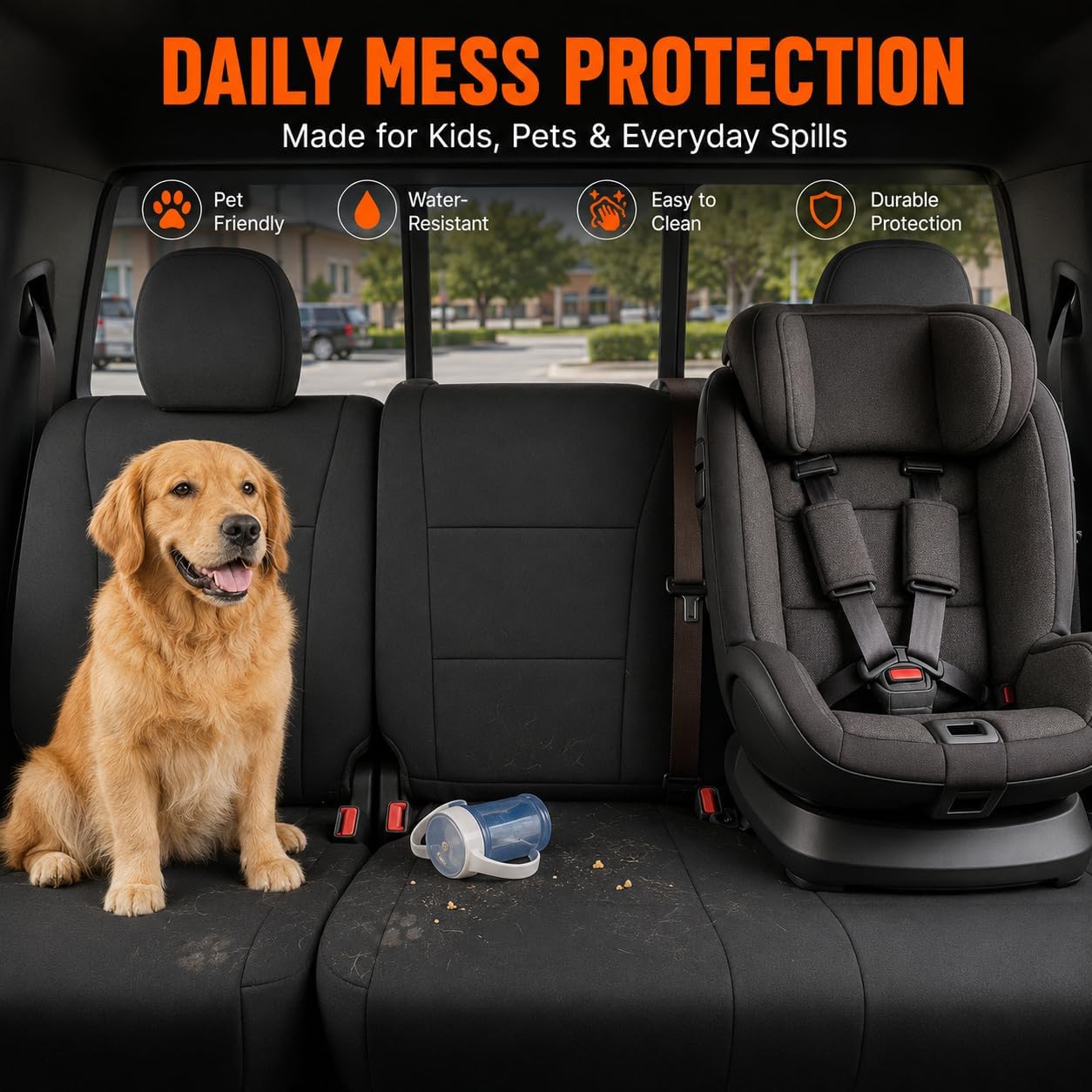 Pigenius Neoprene Front Seat Covers for Ford F-150 F-250 F-350 | Front row only, no rear seat or console cover, fits F-150 2015-2026, Lightning 2022-2026, F-250/F-350 2017-2026
