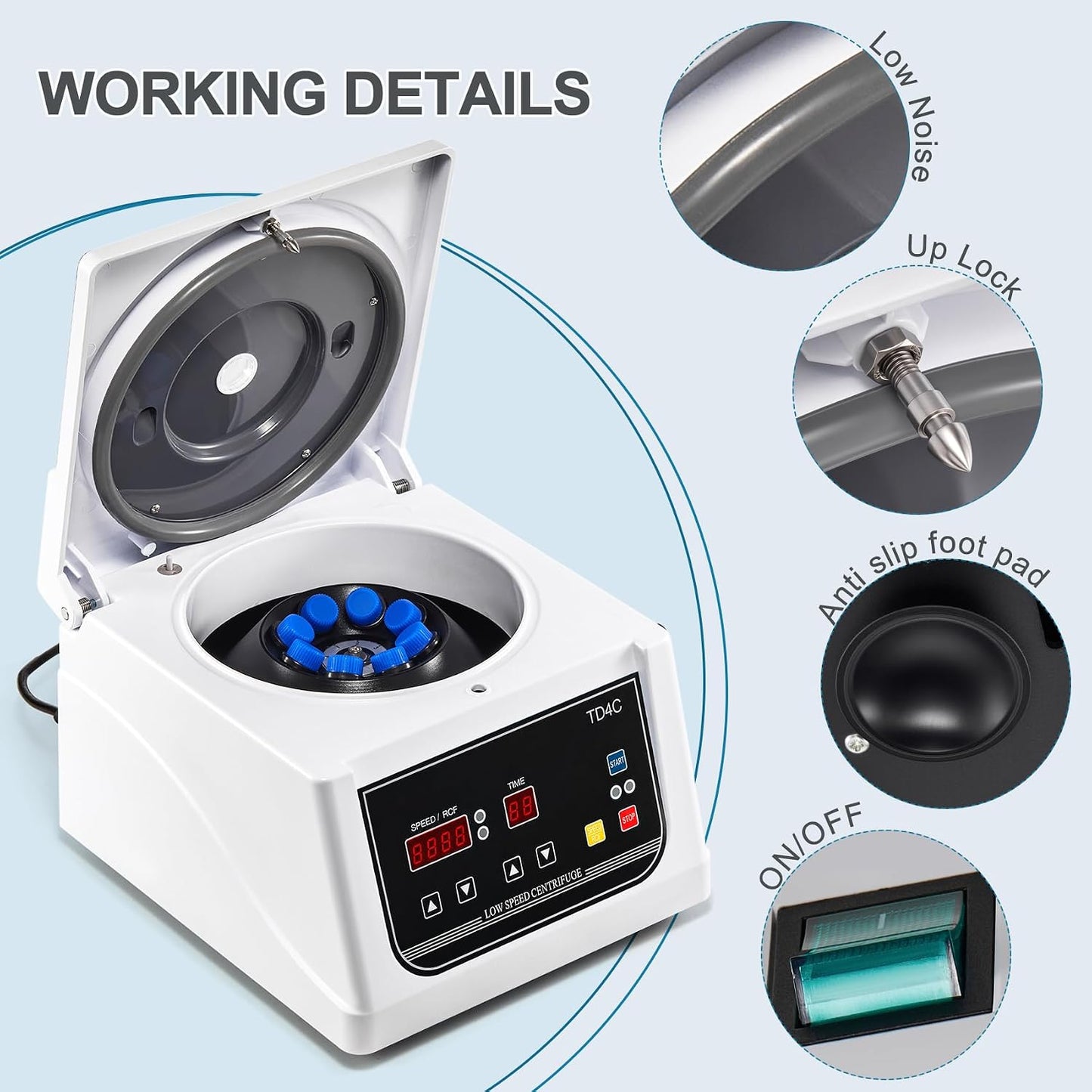 PRP Benchtop Lab Centrifuge Machine, 100-4000 RPM, 8 x 15 mL, 1-99 Min